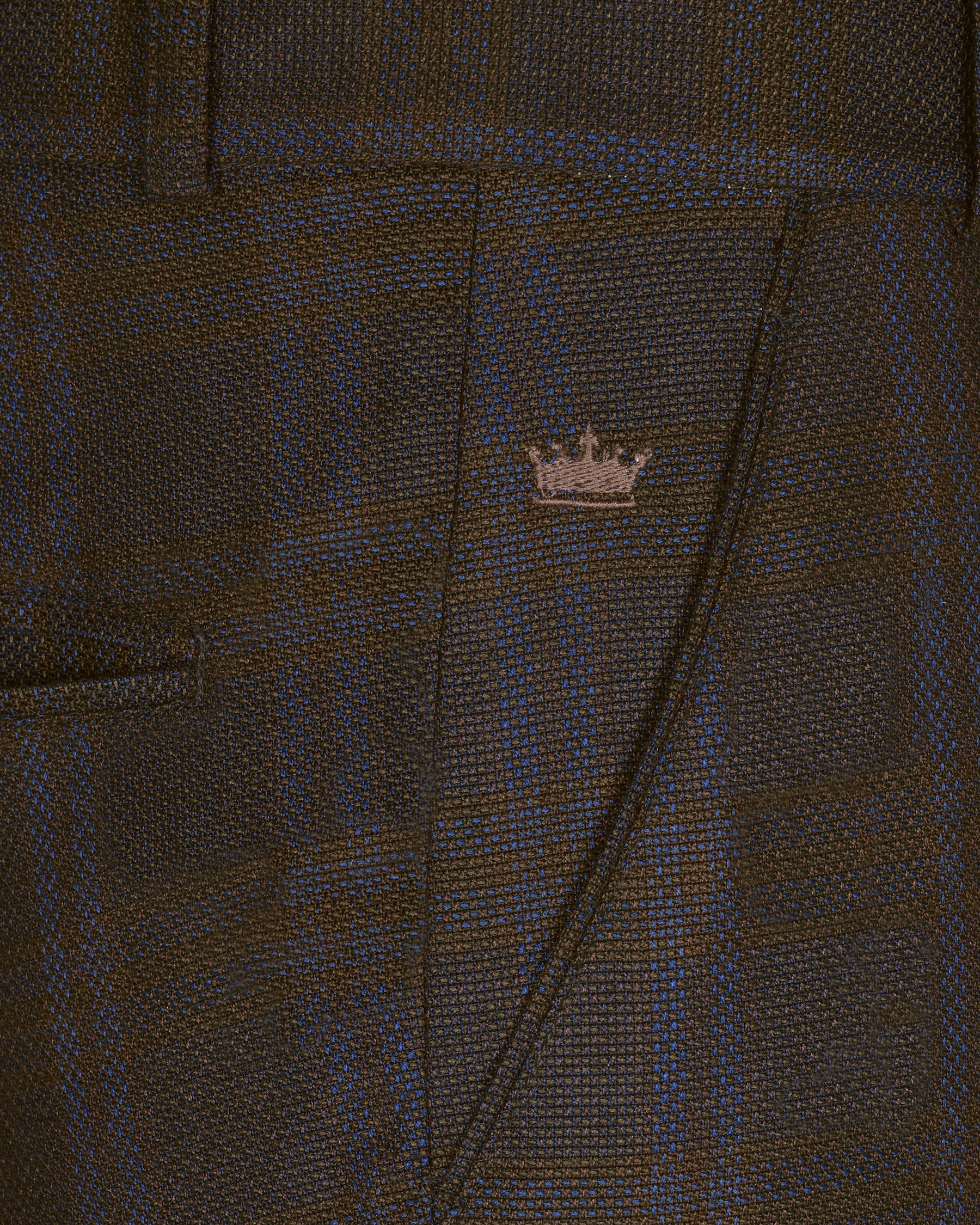 Chocolate Brown subtle windowpane Dobby Wool Double Breasted Tweed Suit