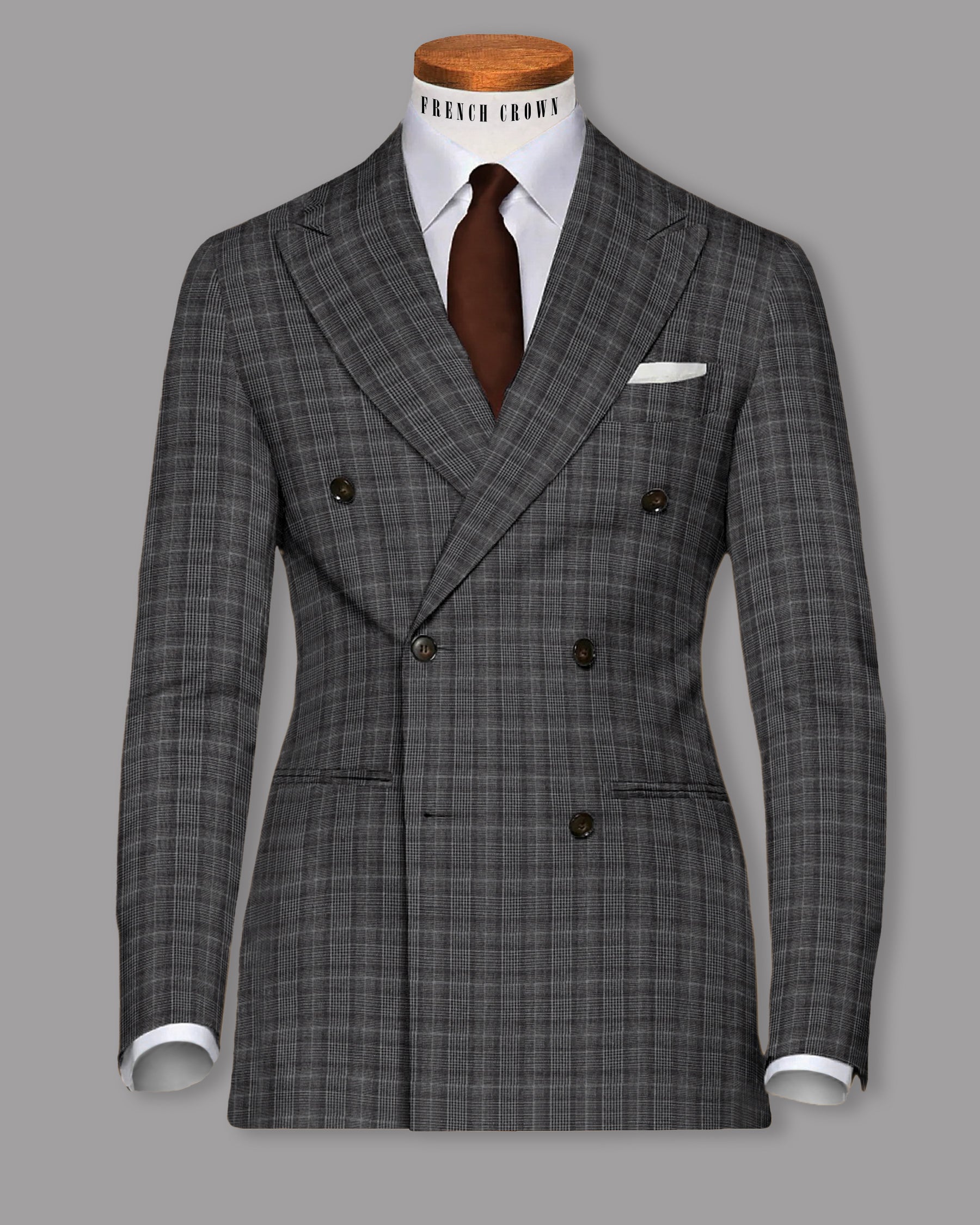 Porpoise Grey Plaid Double Breasted Suit