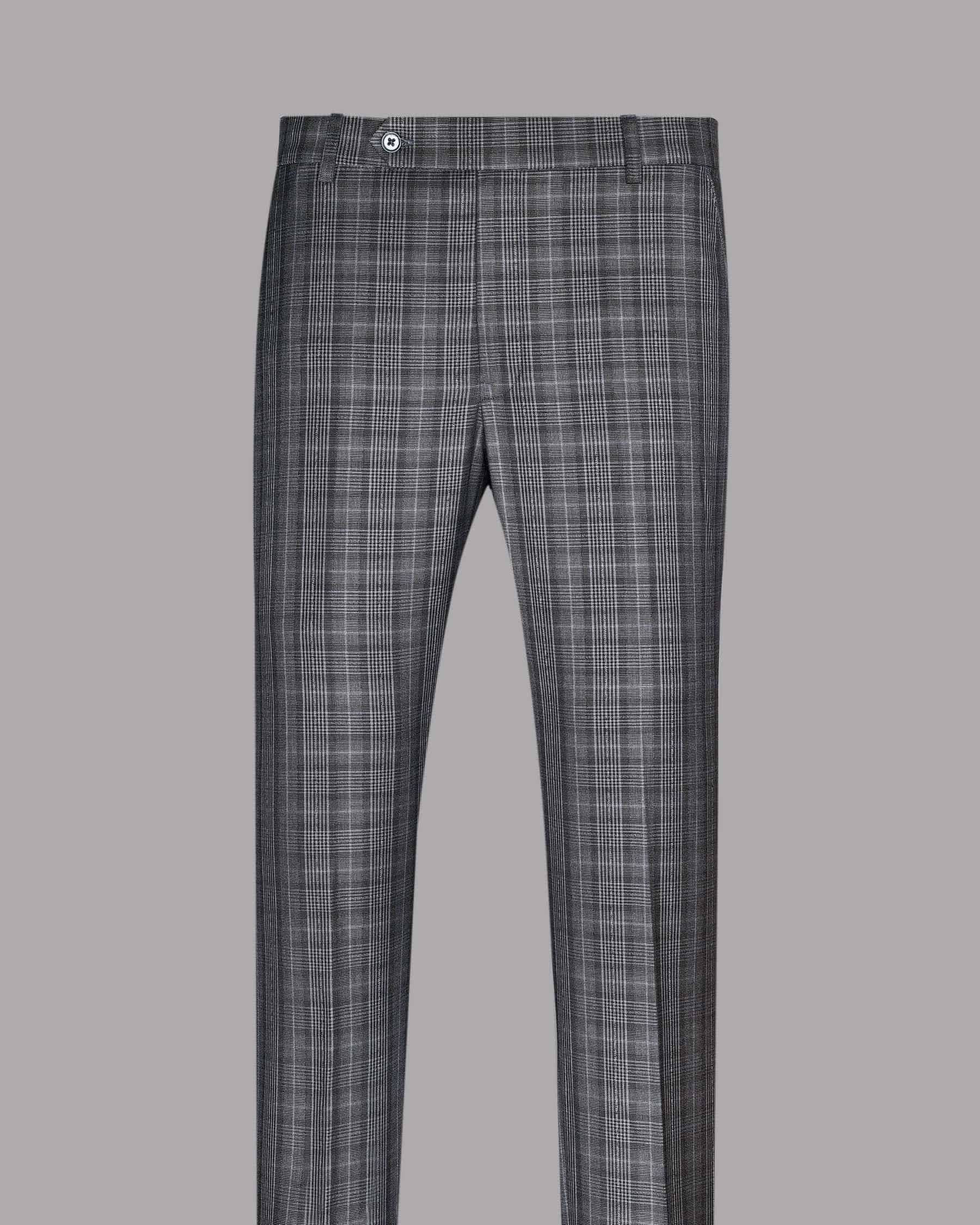 Fossil Grey Plaid Double Breasted Suit