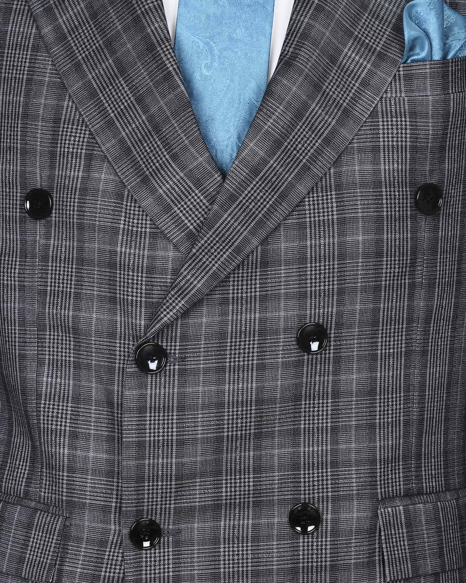 Fossil Grey Plaid Double Breasted Suit