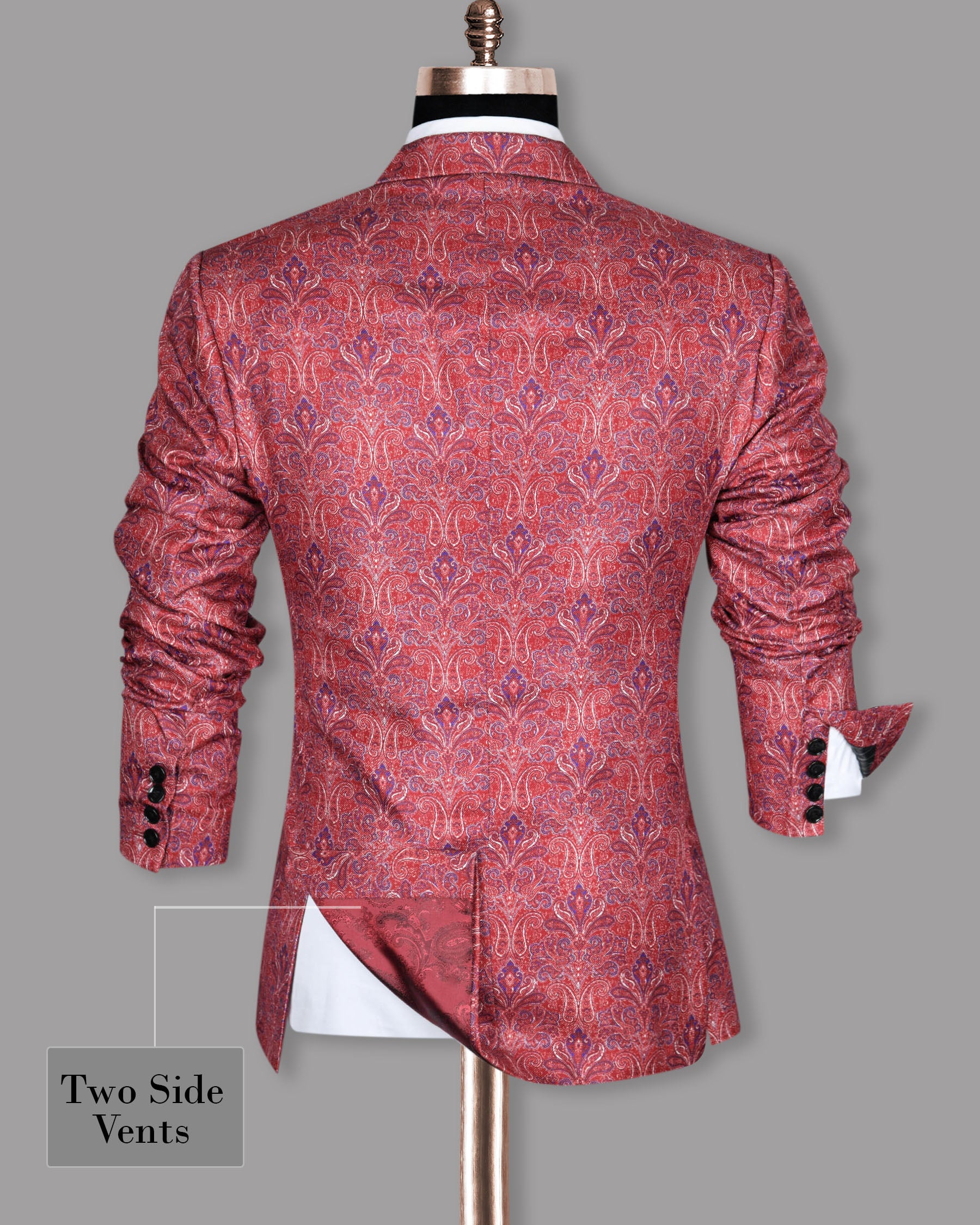 Rust Red Detailed Paisleys Printed Designer Suit