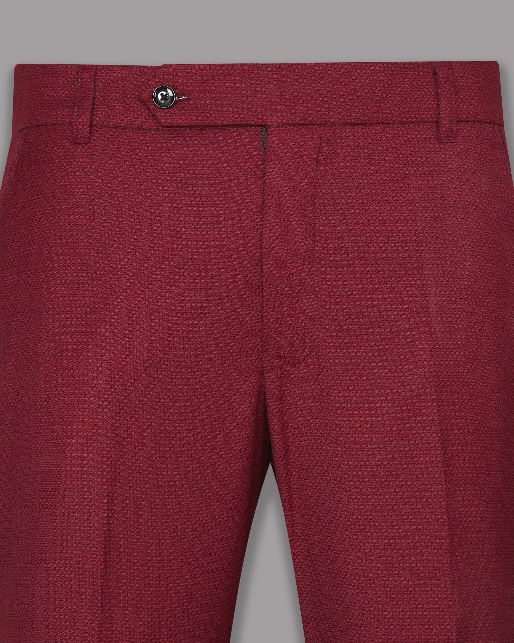Brick Red Subtle Diamond Textured Cross Placket Bandhgala/Mandarin Suit