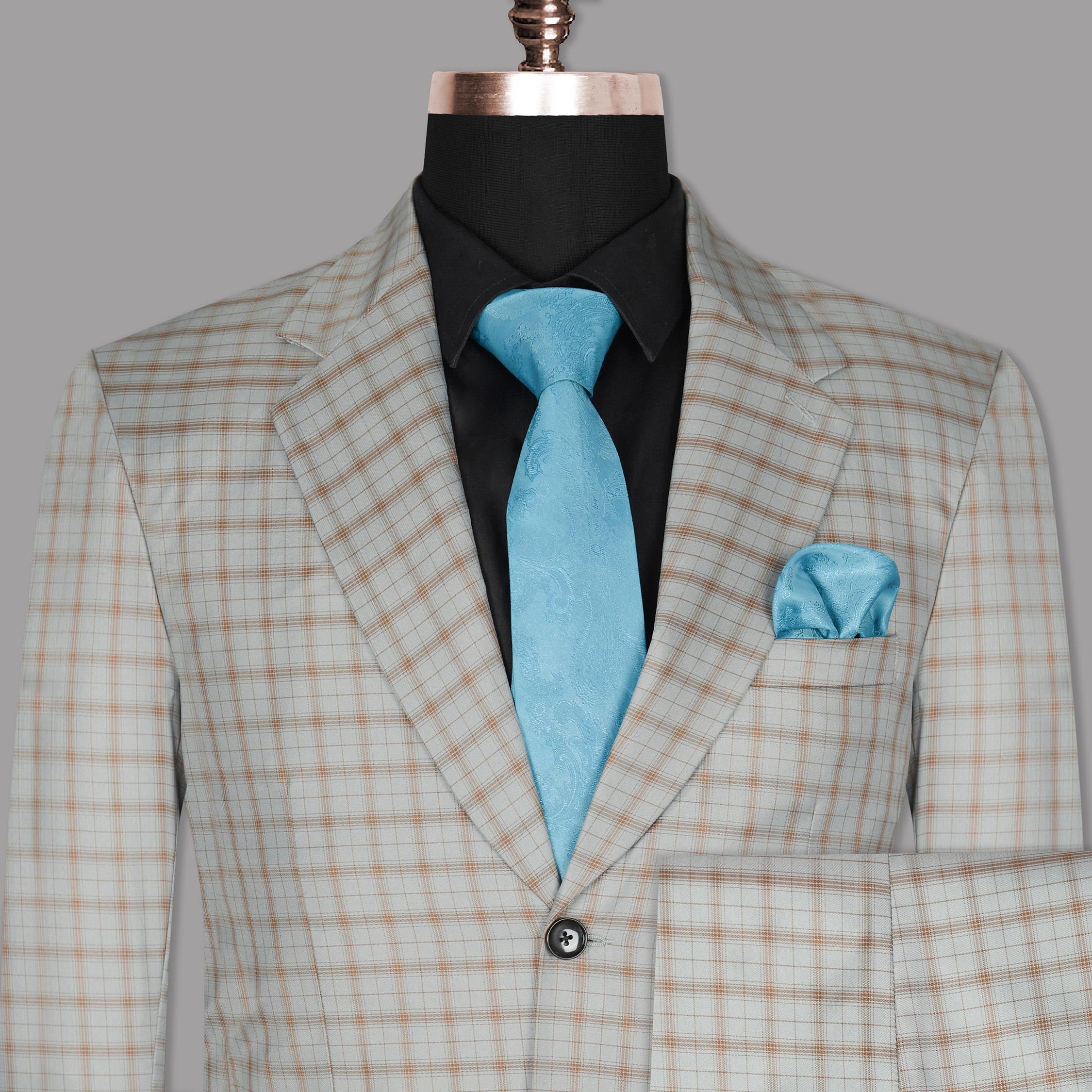 Trout Grey Checked Wool Rich Suit