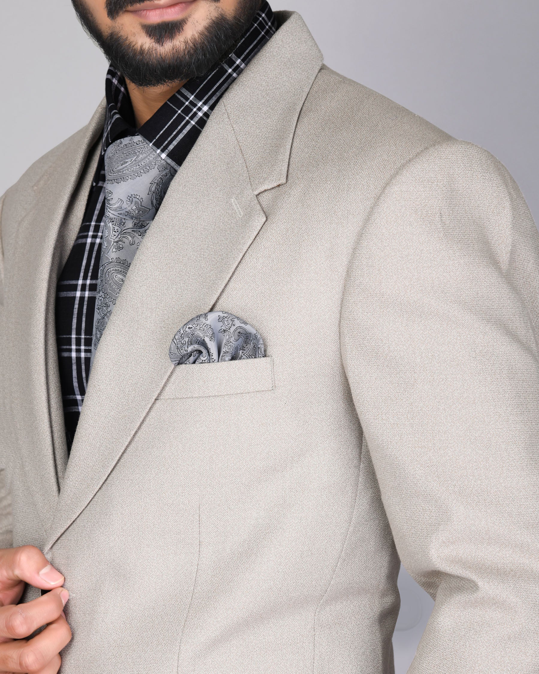 Wan White Textured  Suit