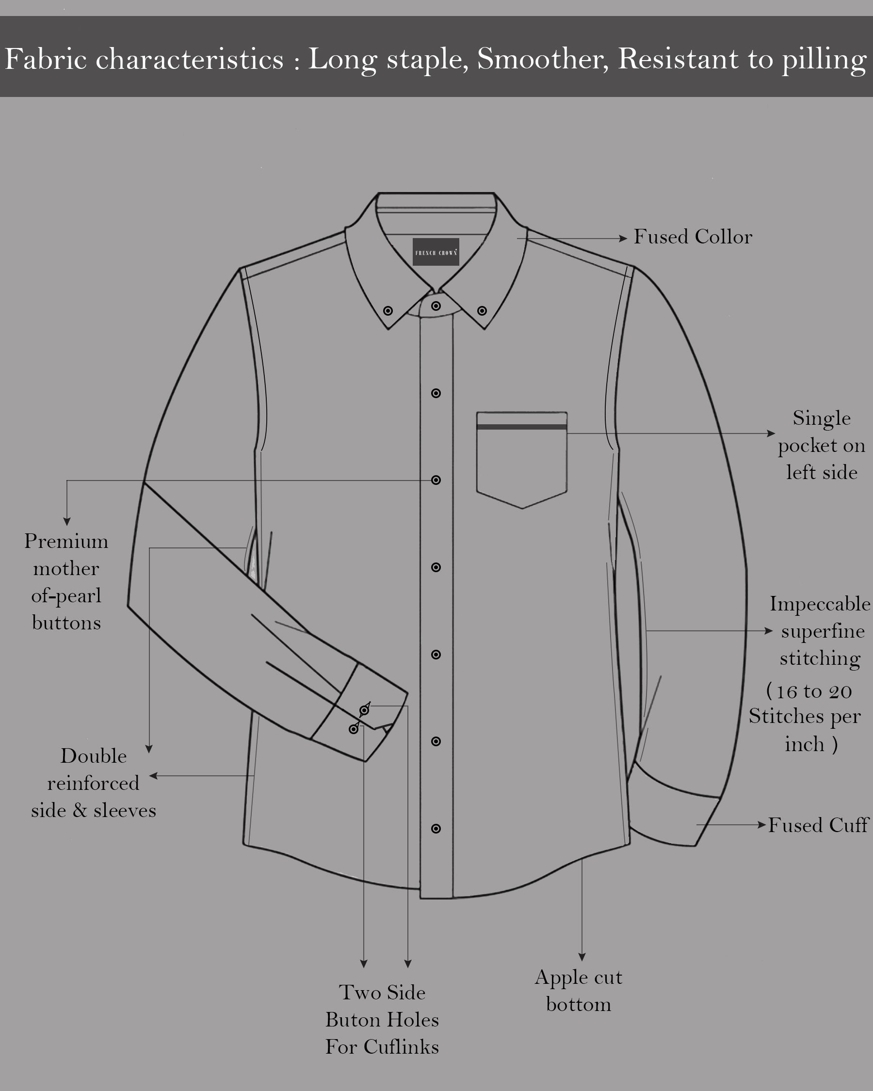 Pale slate Grey heavyweight Luxurious Linen Shirt