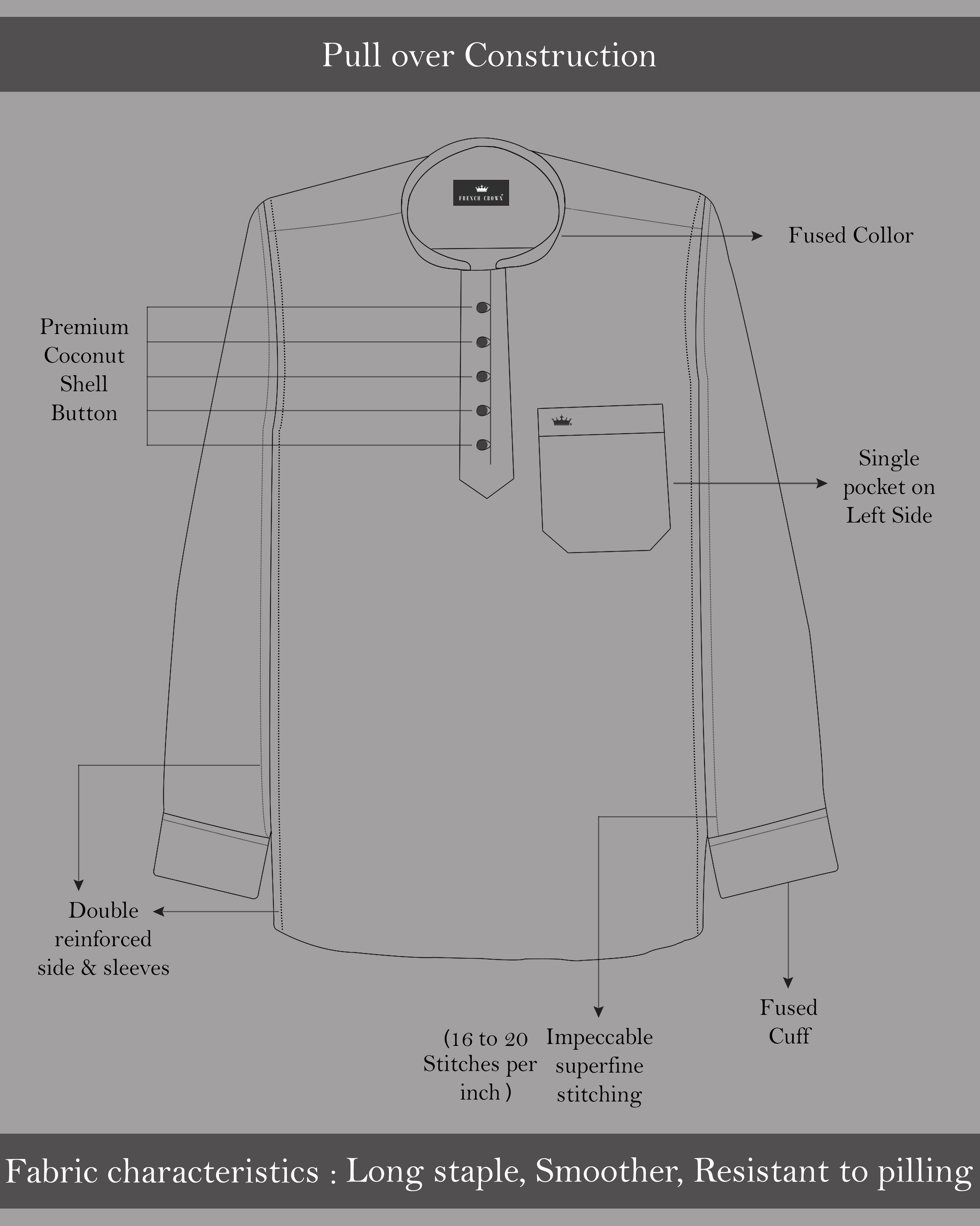 Off White and Di Serria Brown Striped Premium Cotton Kurta Shirt