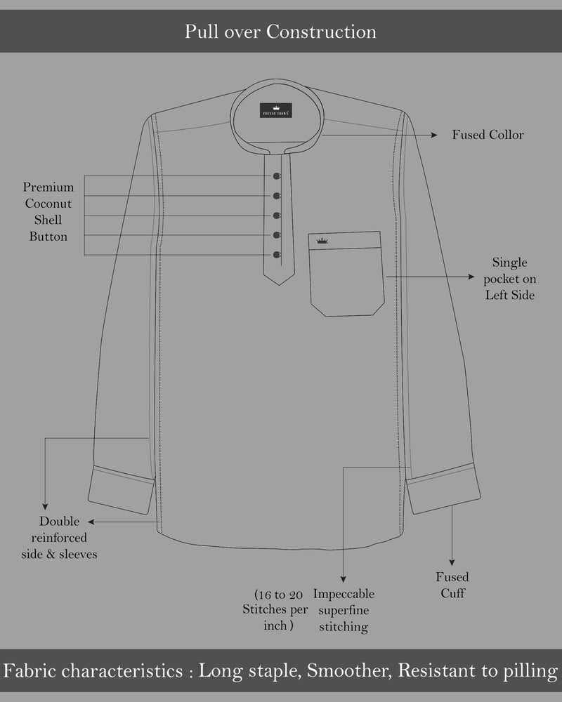 Tiara Gray Printed Seersucker Lightweight Premium Cotton Kurta Shirt