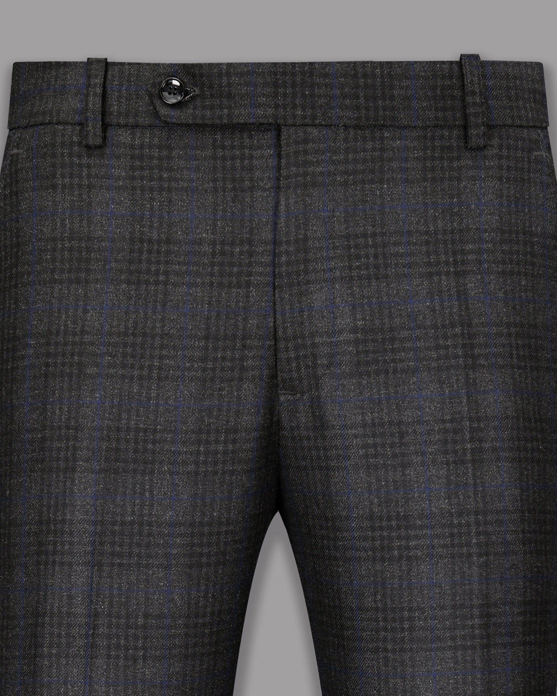 Shark Grey Plaid with Bunting Blue Wool Rich Pant T1131-36, T1131-40, T1131-44, T1131-30, T1131-32, T1131-42, T1131-28, T1131-34, T1131-38