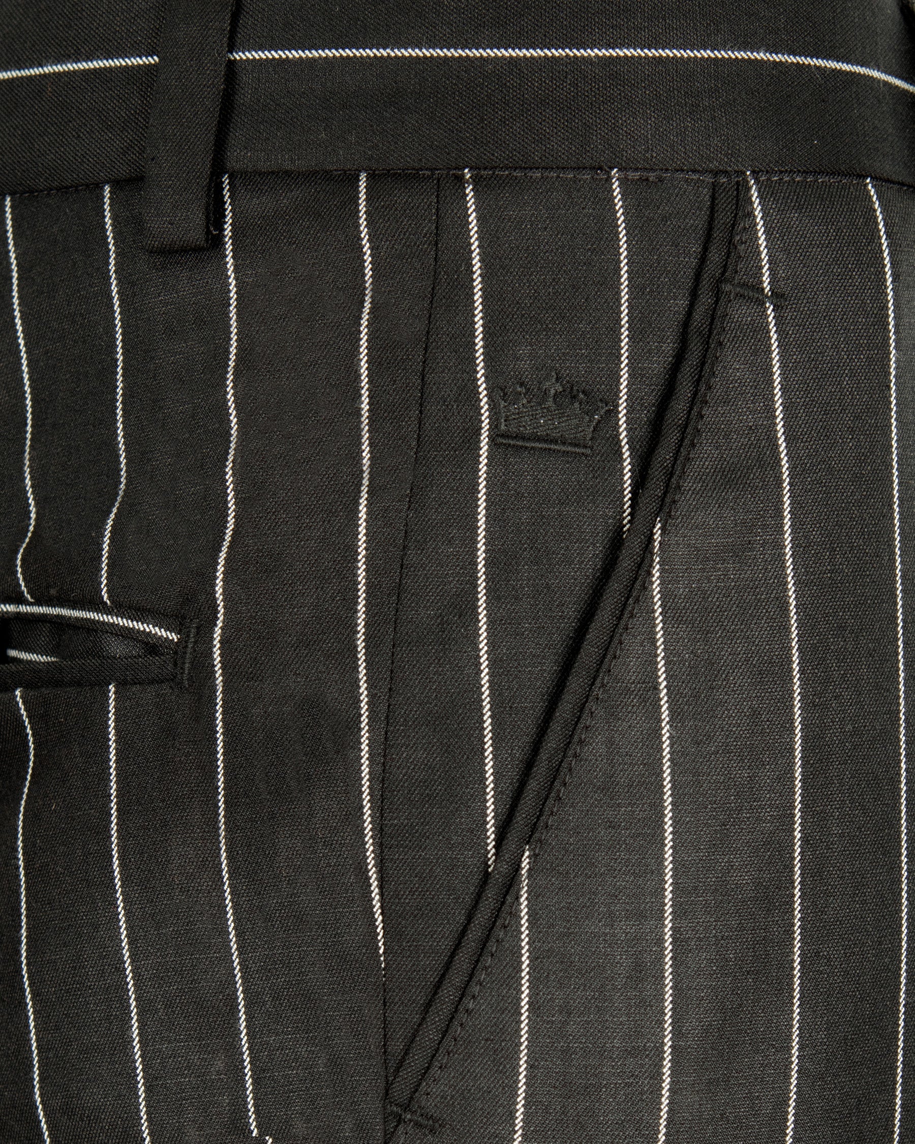 Zeus Black with White Stripes Wool Rich Pant