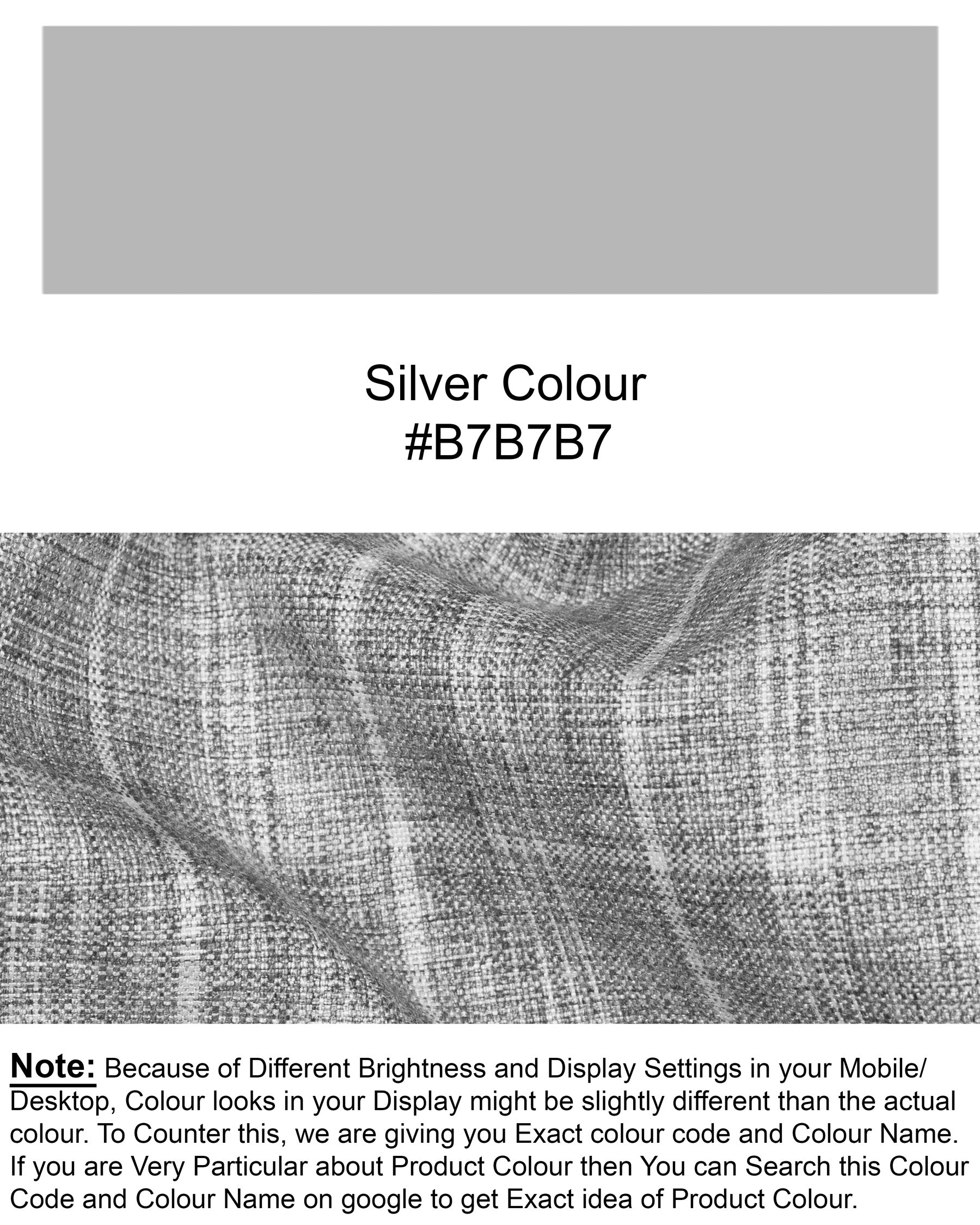 Silver Plaid Wool Rich Pant