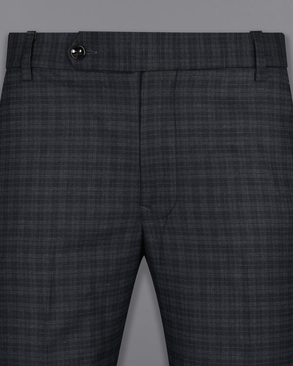 Shark Grey Plaid Wool Rich Pant