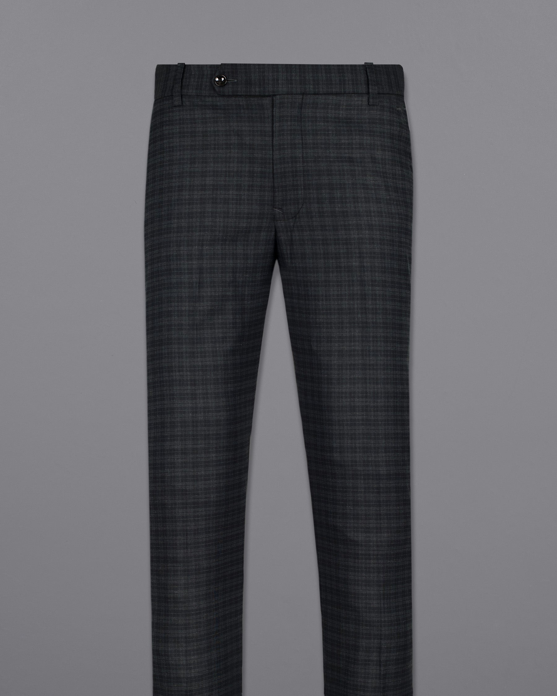 Shark Grey Plaid Wool Rich Pant