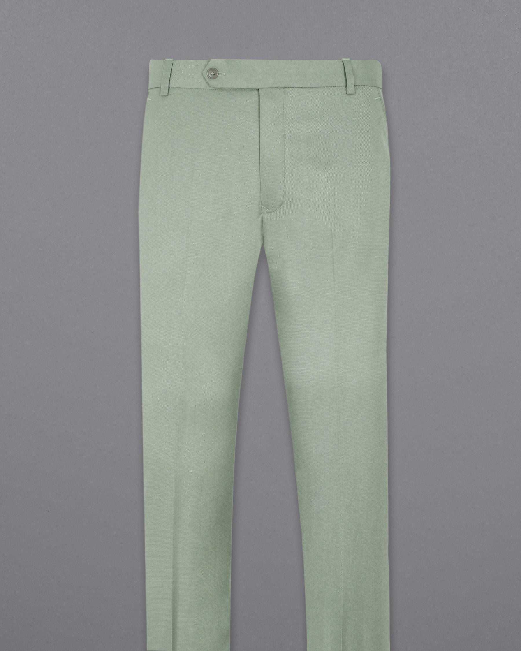 Clay ash green Plain-Solid Regular Fit Wool Blend Pants For Men
