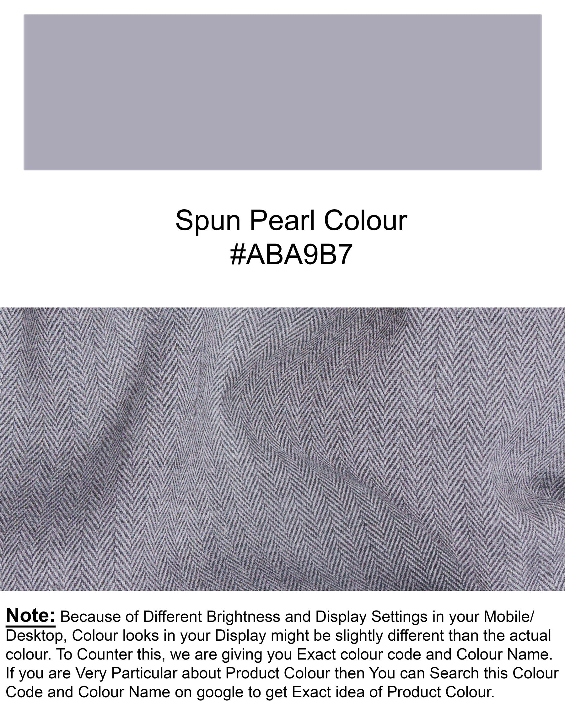 Spun Pearl Grey Herringbone Premium Cotton Pant T1435-28, T1435-30, T1435-32, T1435-34, T1435-36, T1435-38, T1435-40, T1435-42, T1435-44