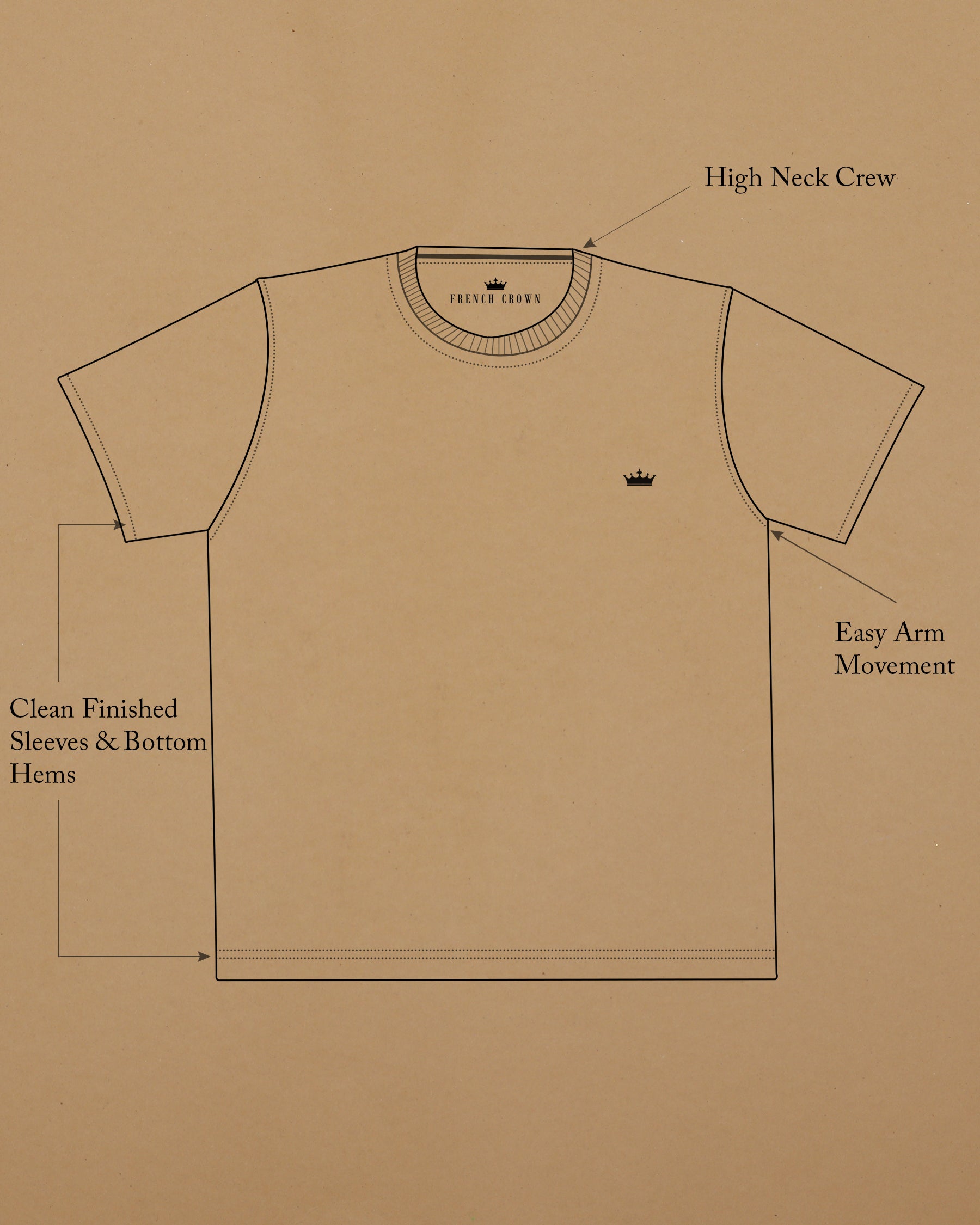 Cream Creased Heavyweight Premium Organic Cotton Winter T-shirt