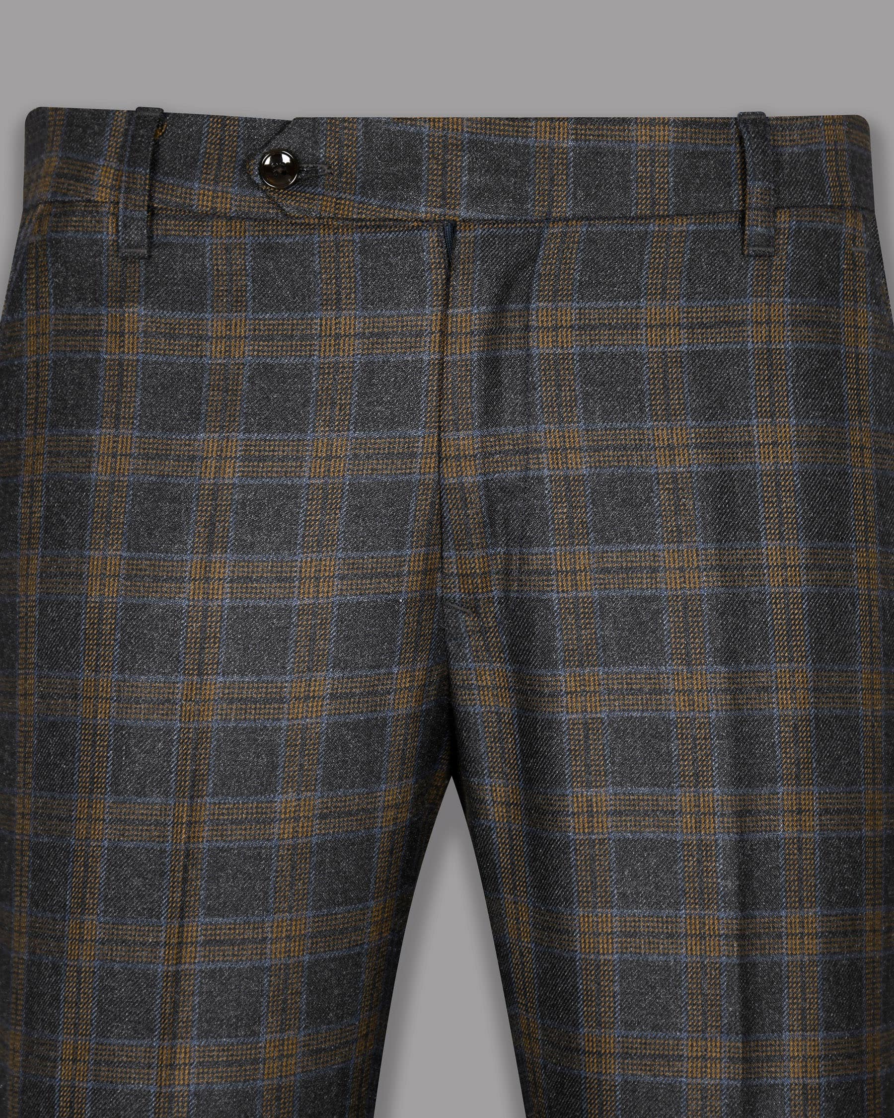 Charcoal With Brown Windowpane Plaid Pant T1067-28, T1067-32, T1067-34, T1067-38, T1067-40, T1067-44, T1067-36, T1067-42, T1067-30