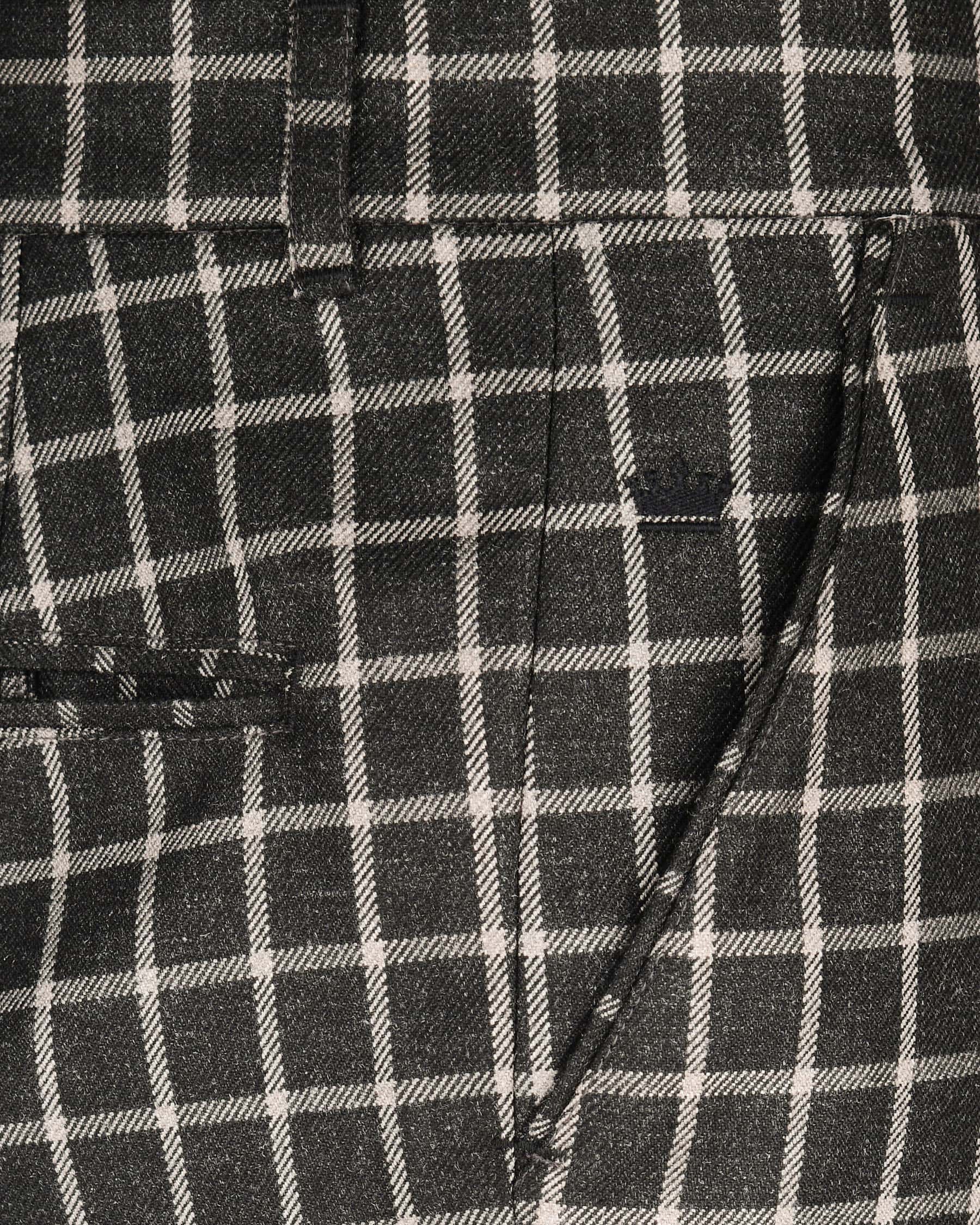 Charcoal Windowpane Wool Rich Pant