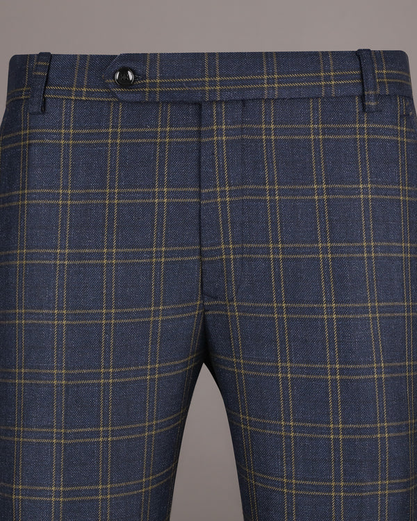 Martinique Blue Wool Rich Windowpane Pant T1191-28, T1191-30, T1191-32, T1191-34, T1191-36, T1191-38, T1191-40, T1191-42, T1191-44