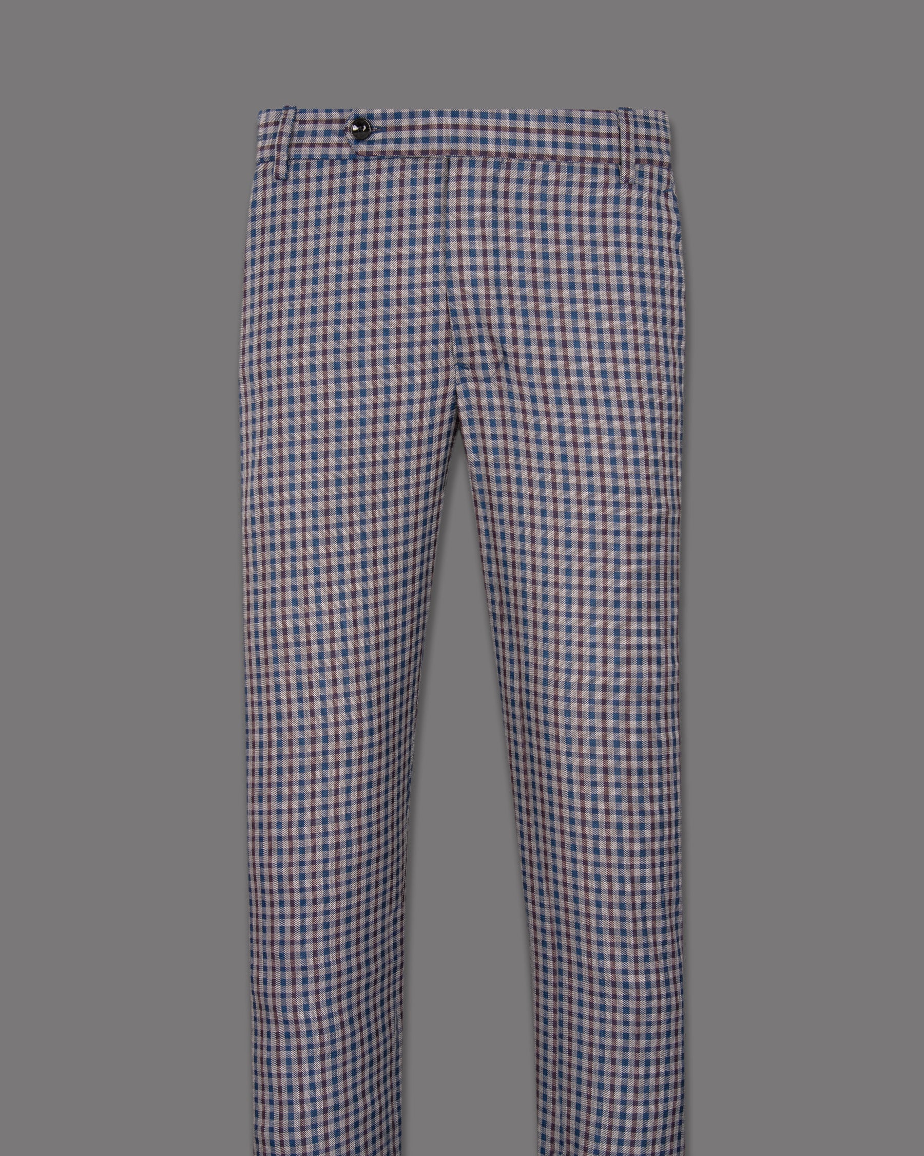 Brown with Blue Gingham wool rich Pant