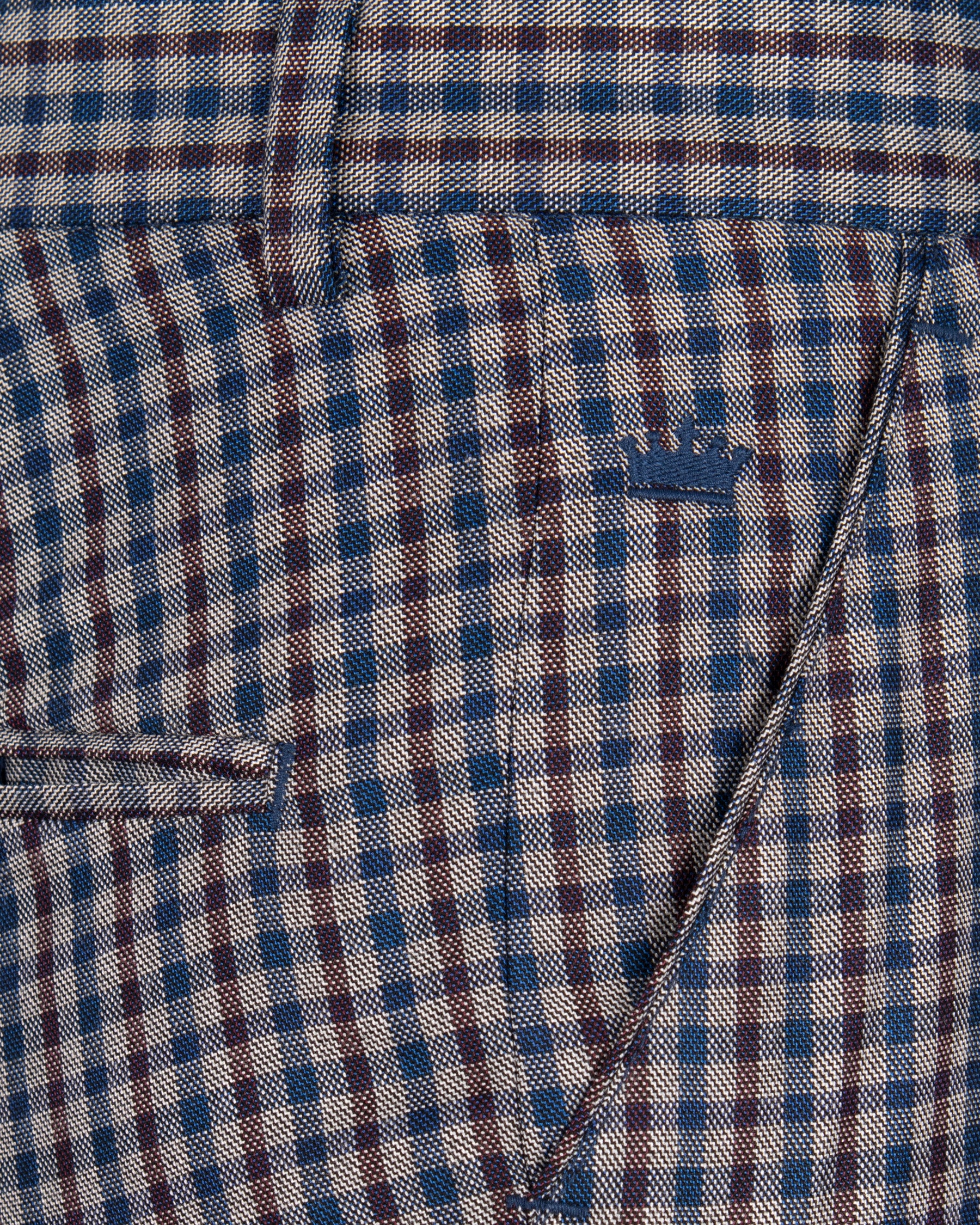 Brown with Blue Gingham wool rich Pant