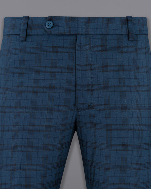 Nile Blue Plaid Wool Rich Pant