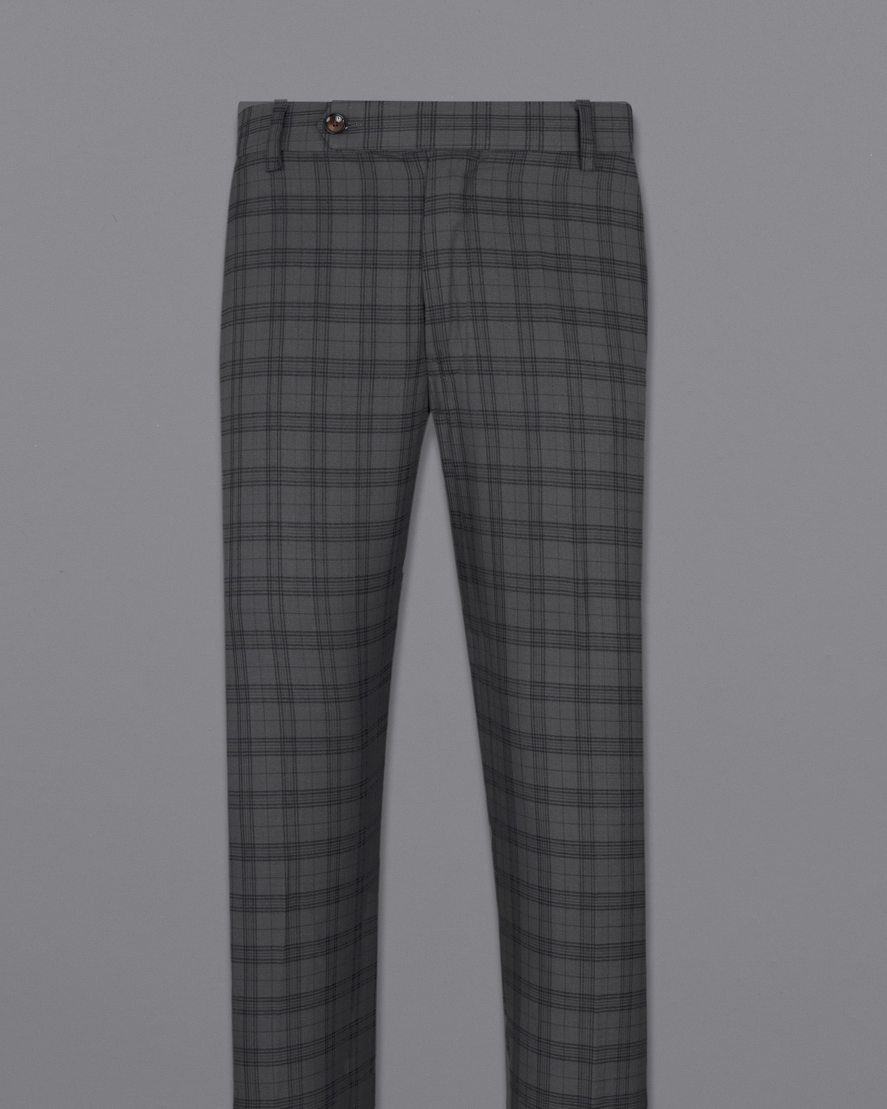 Masala Grey Plaid Wool Rich Pant