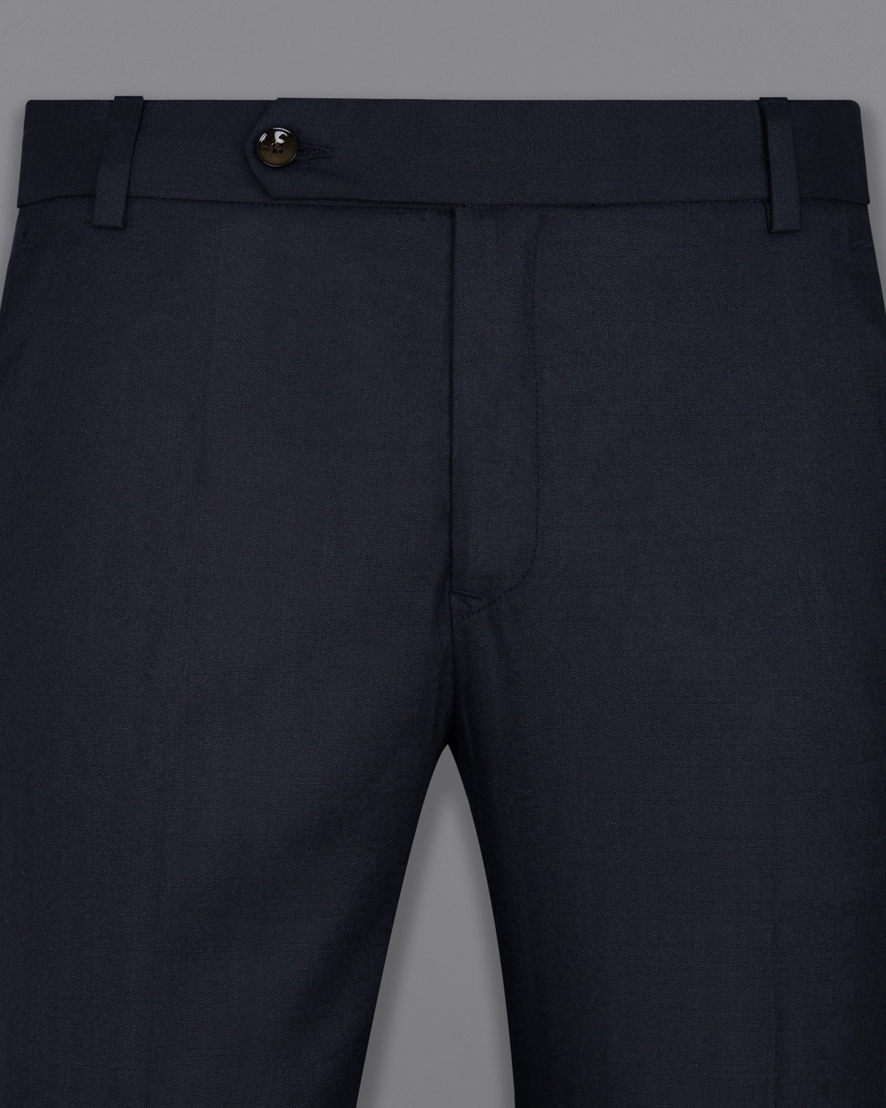 Navy Blue Subtle Textured Wool Rich Pant