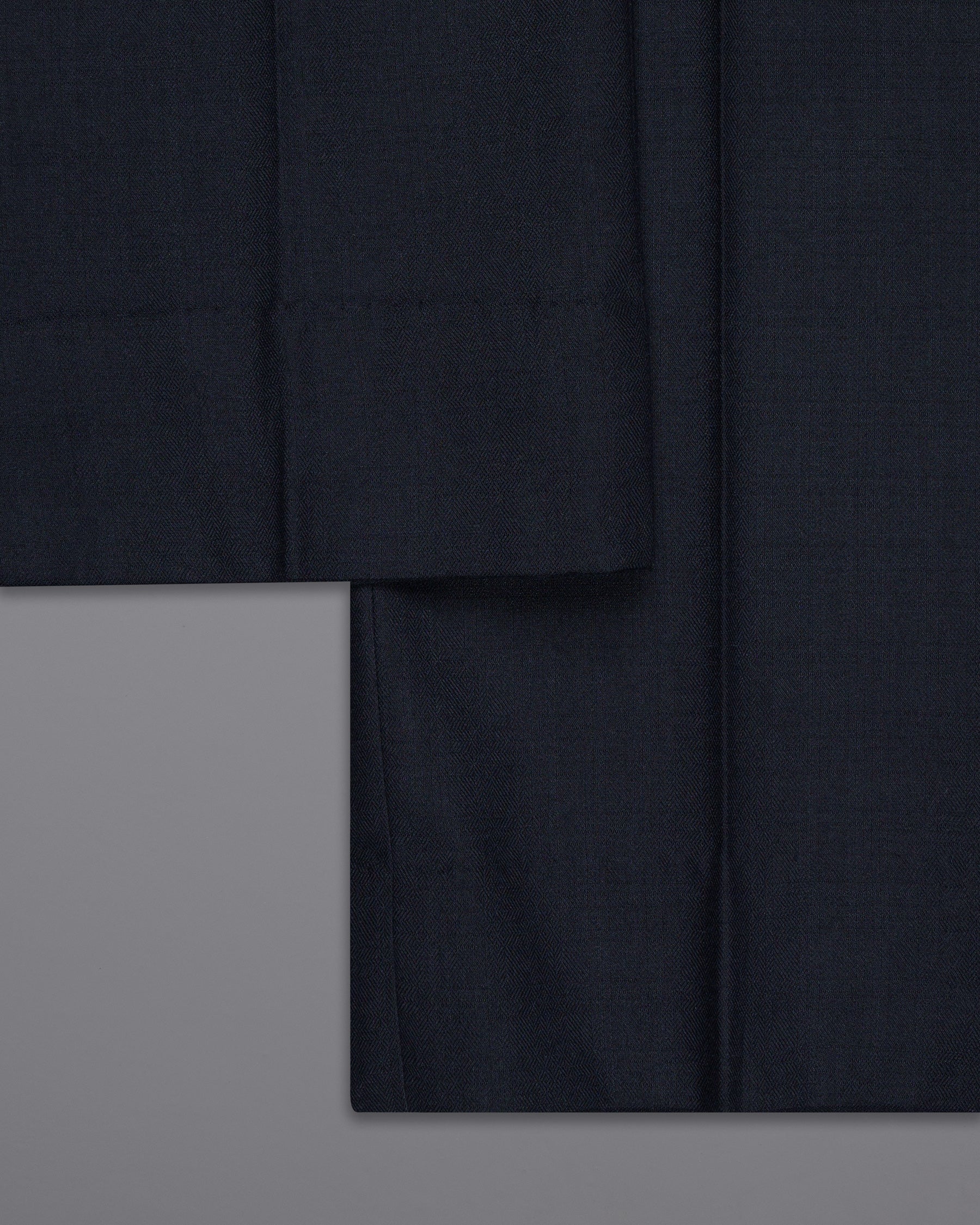 Navy Blue Subtle Textured Wool Rich Pant