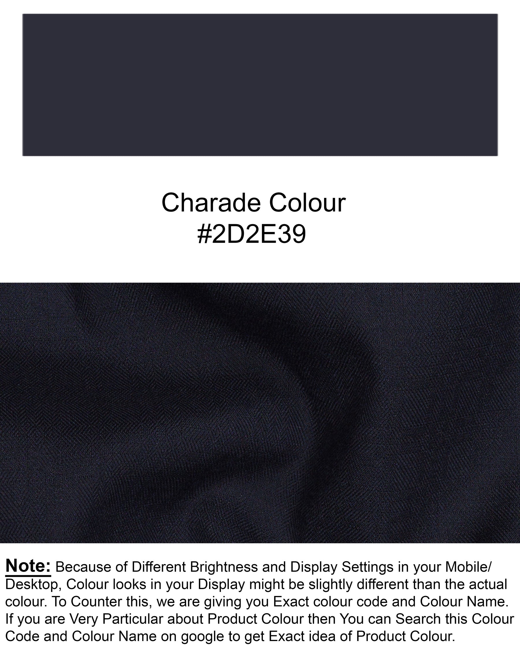 Navy Blue Subtle Textured Wool Rich Pant