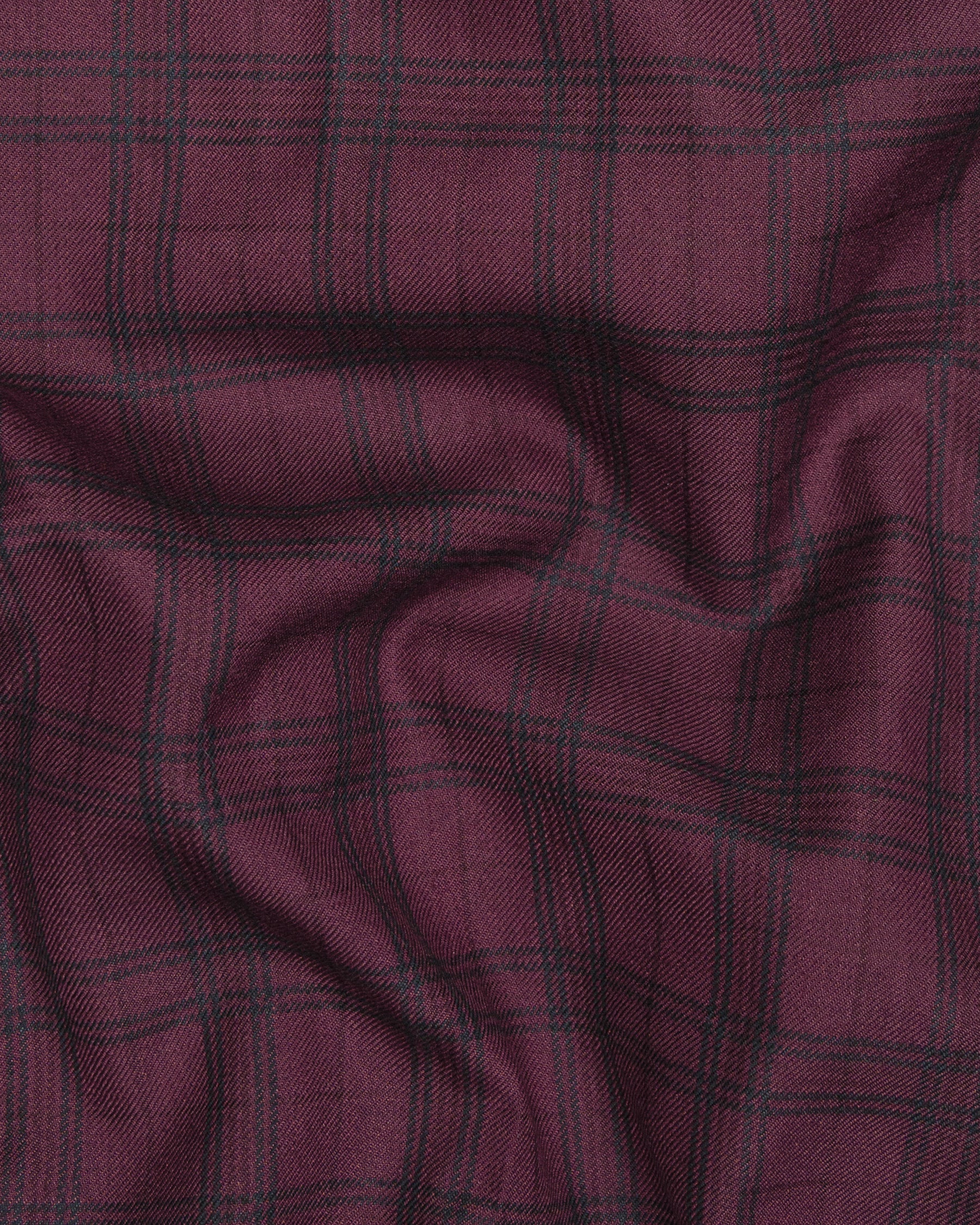 Eggplant Red Plaid Wool Rich Pant