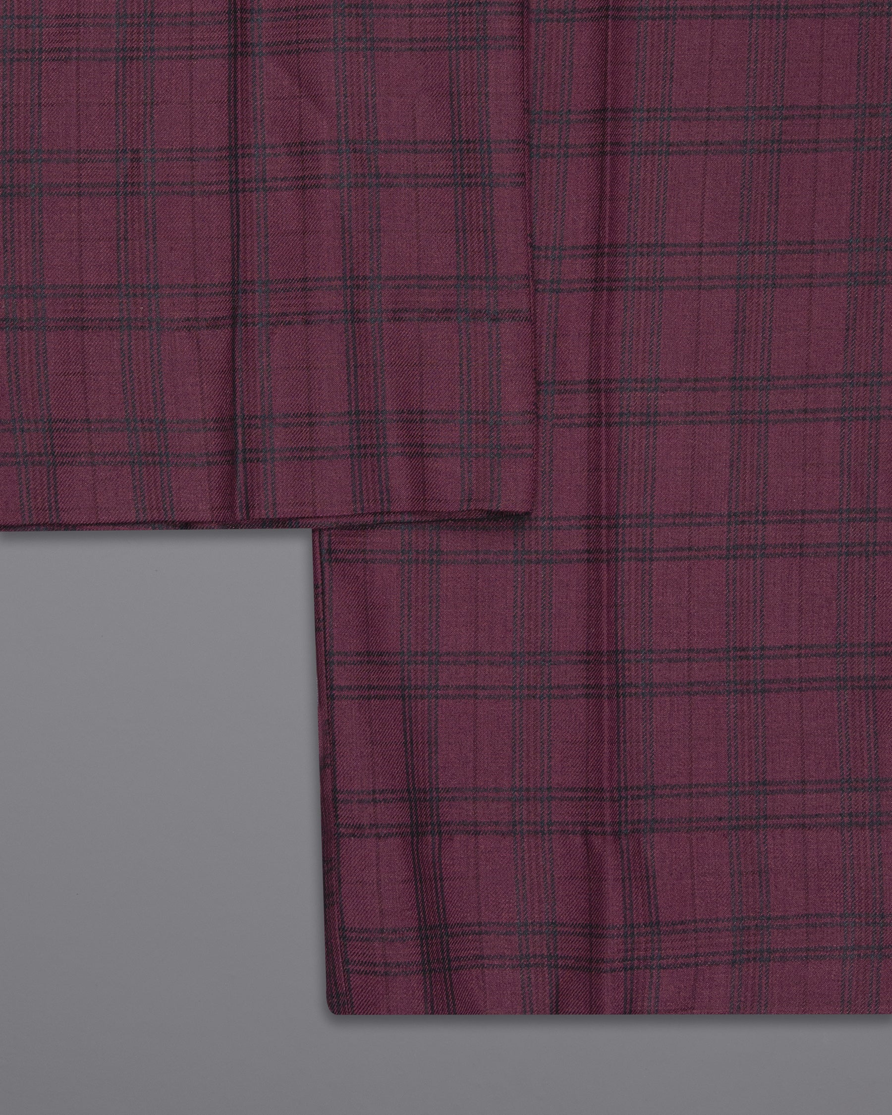 Eggplant Red Plaid Wool Rich Pant