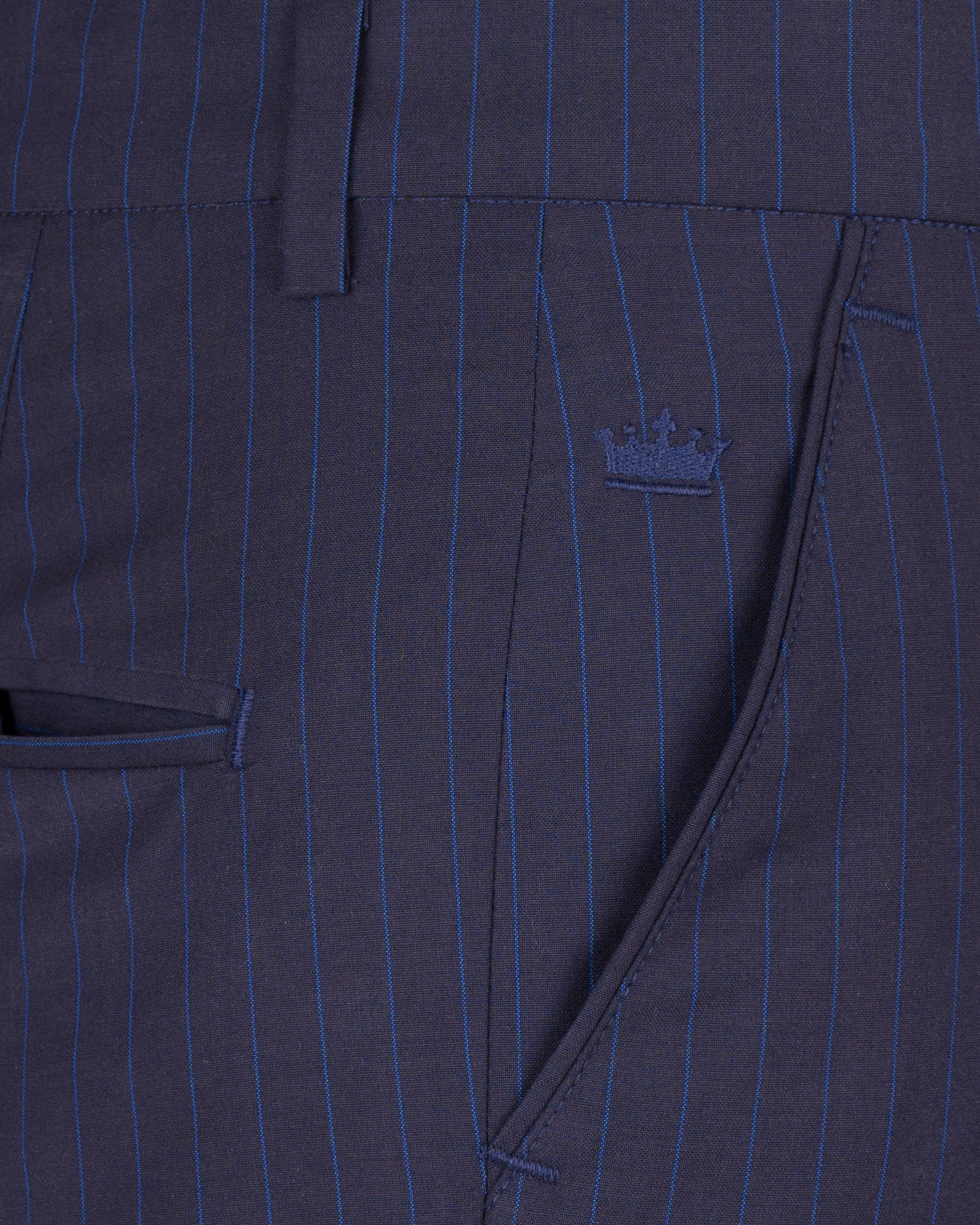 Tuna Blue Striped Wool Rich Pant