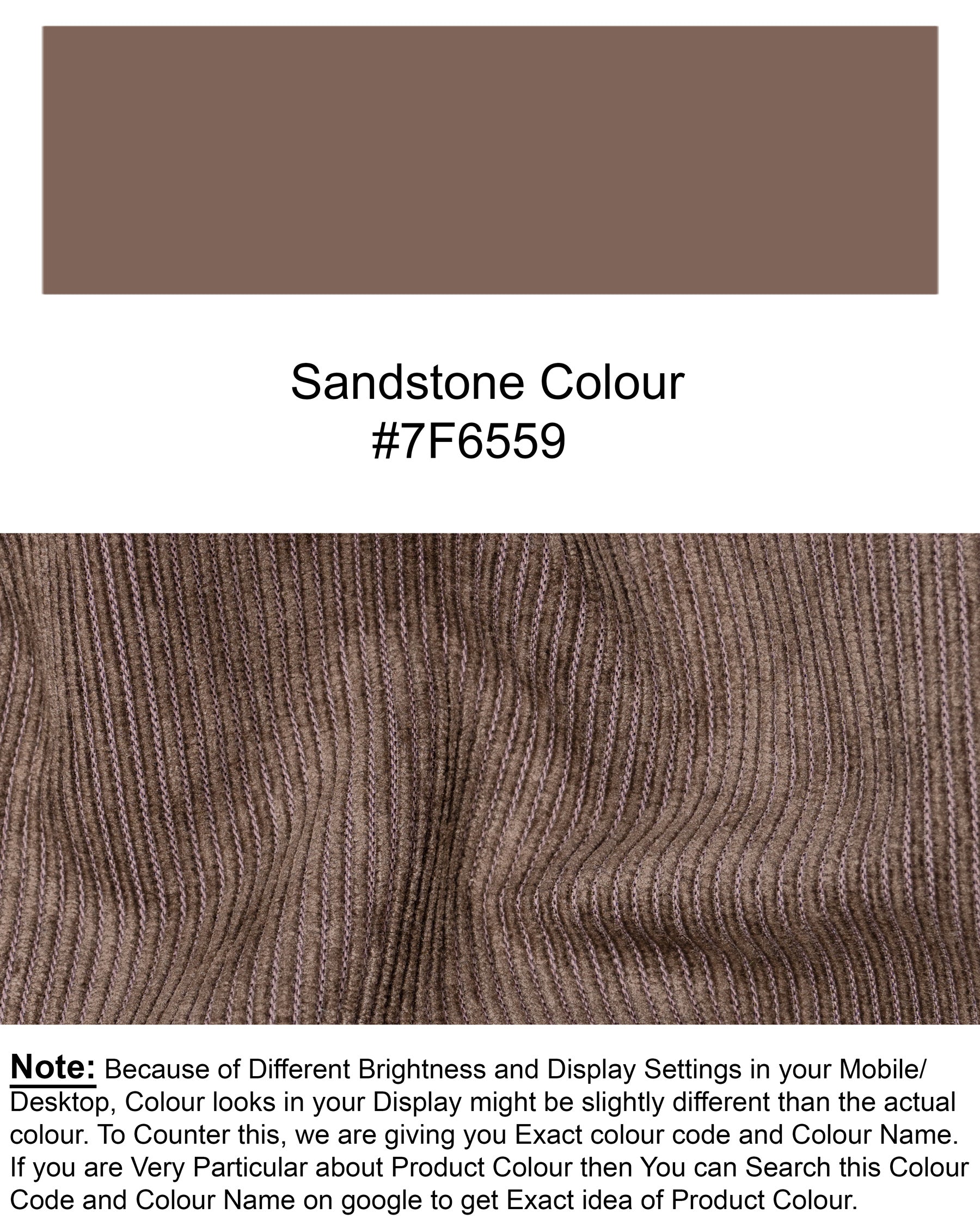 Sandstone Brown Striped Corduroy Premium Cotton Pant