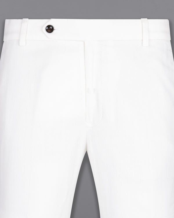 Bright White Subtle Striped Premium Cotton Pant