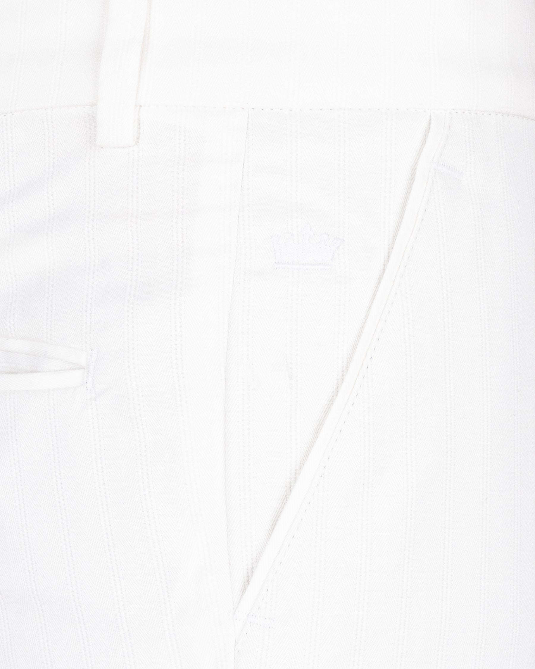 Bright White Subtle Striped Premium Cotton Pant