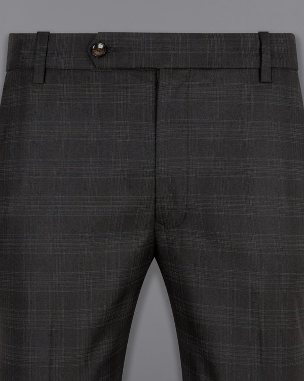 Piano Black Plaid Wool Rich Pant