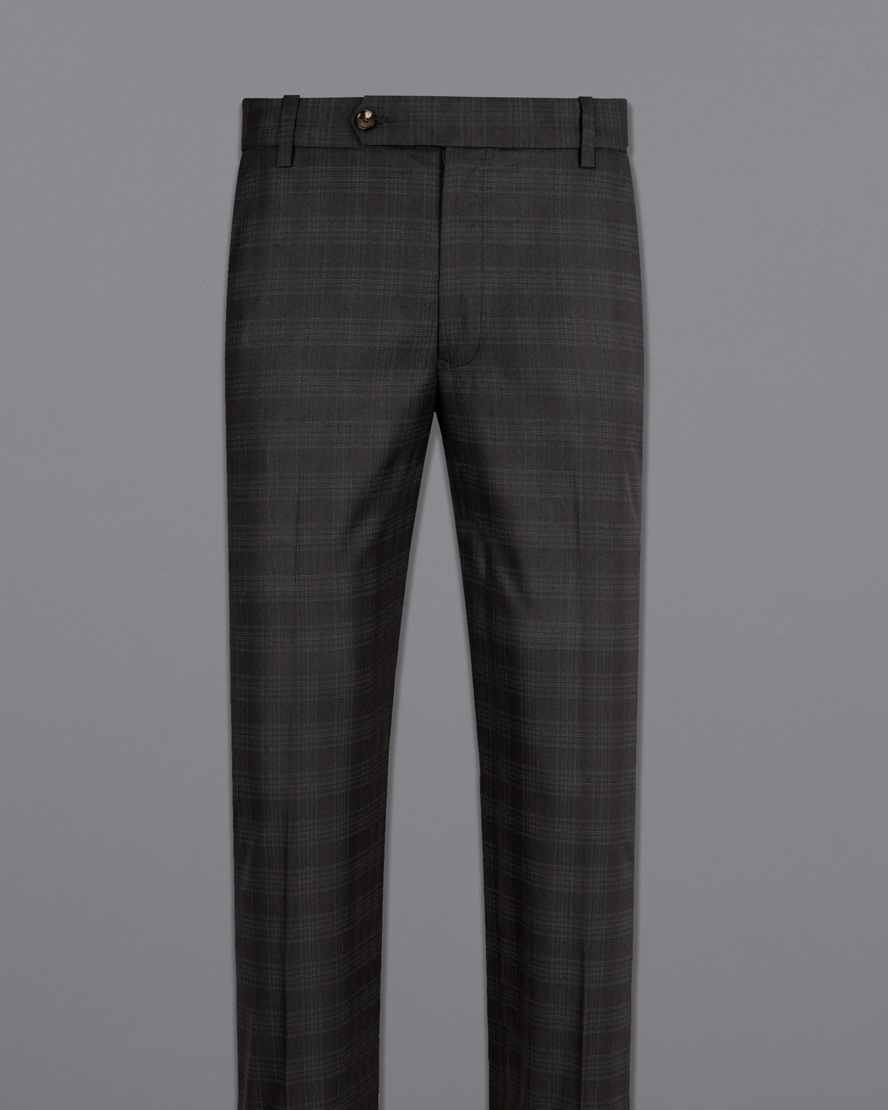 Piano Black Plaid Wool Rich Pant