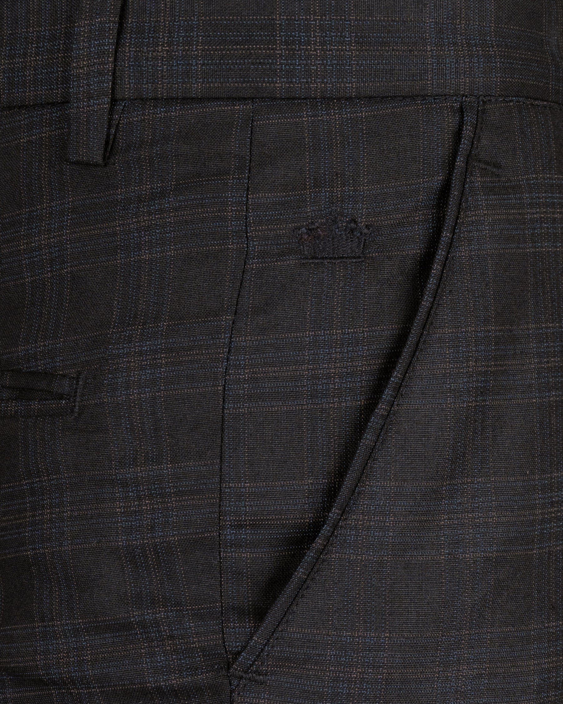 Piano Black Plaid Wool Rich Pant