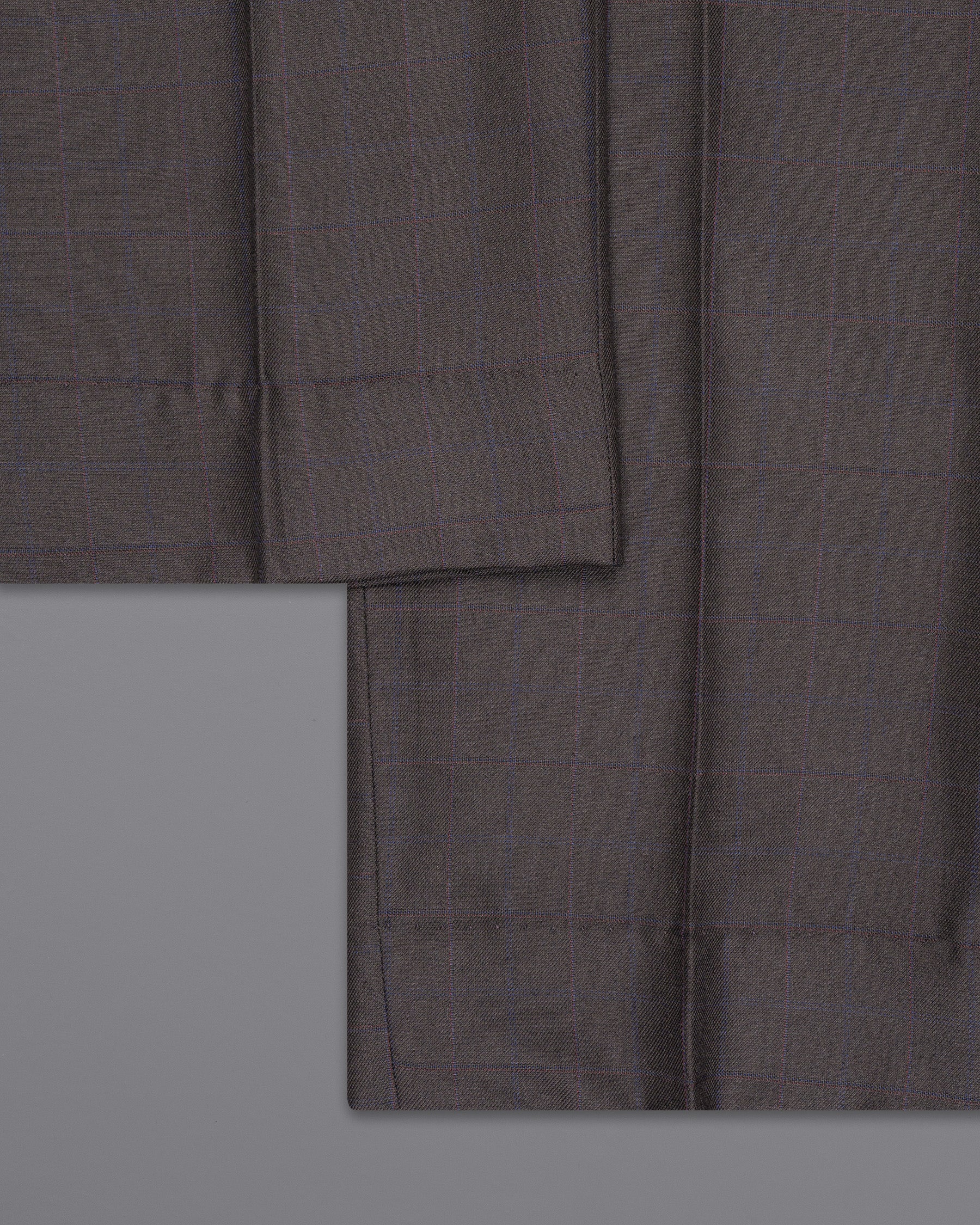 Tundora Brown Subtle Windowpane Wool Rich Pant
