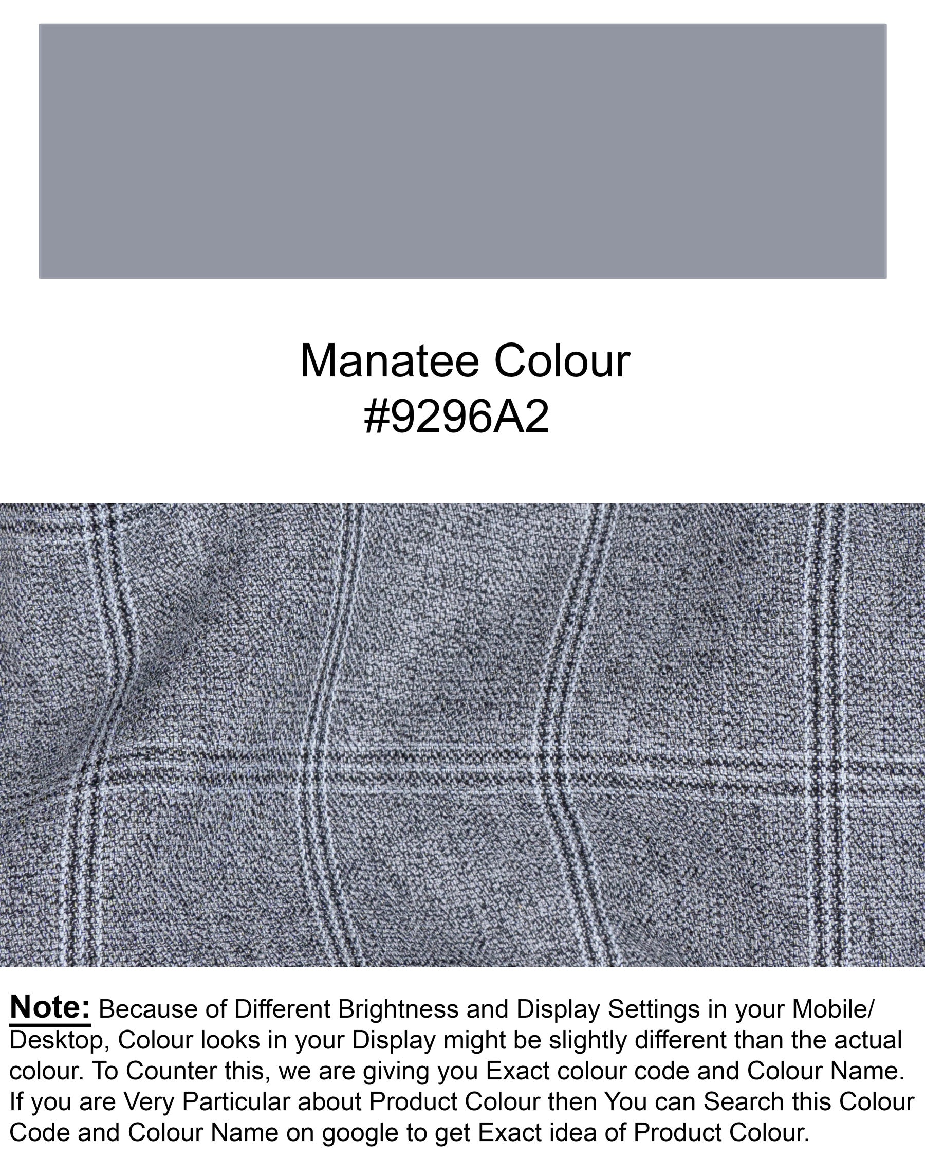 Manatee Grey windowpane Wool Rich Pant T1445-28, T1445-30, T1445-32, T1445-34, T1445-36, T1445-38, T1445-40, T1445-42, T1445-44