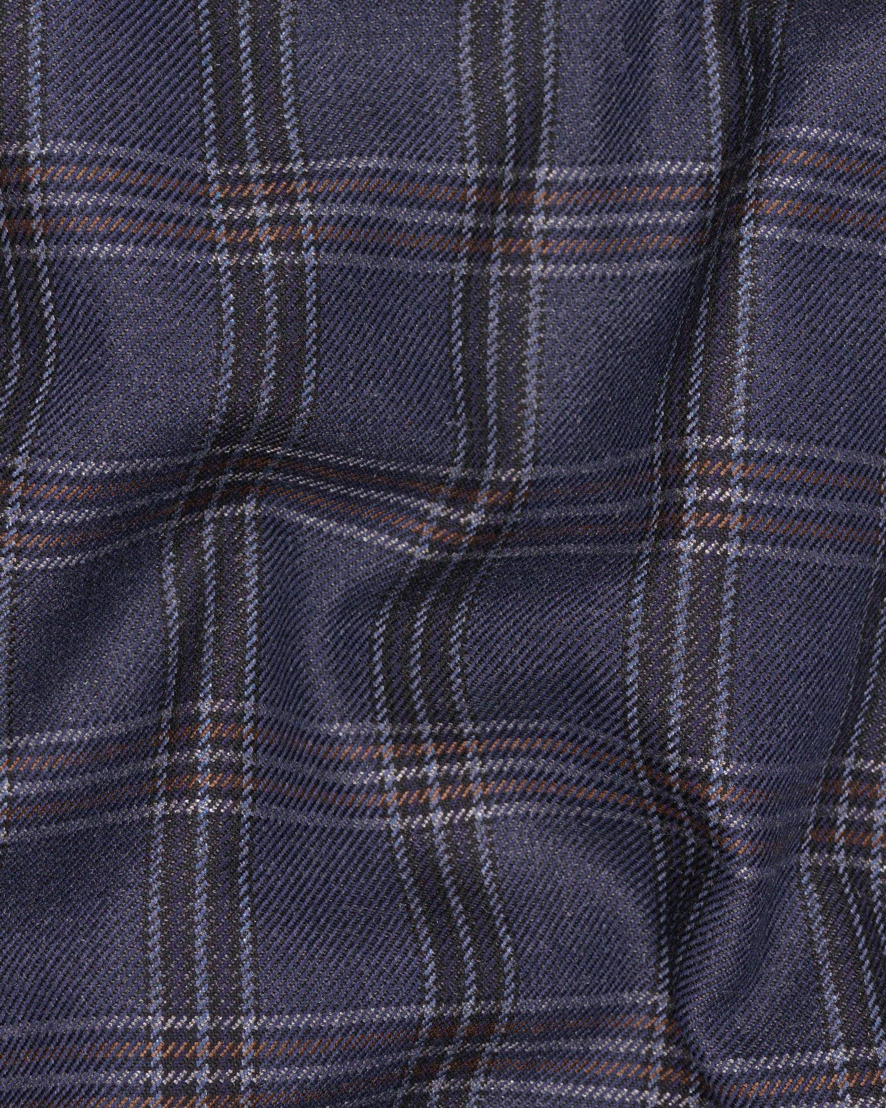Licorice Blue Plaid heavyweight tweed Wool Rich Pant T1453-28, T1453-30, T1453-32, T1453-34, T1453-36, T1453-38, T1453-40, T1453-42, T1453-44