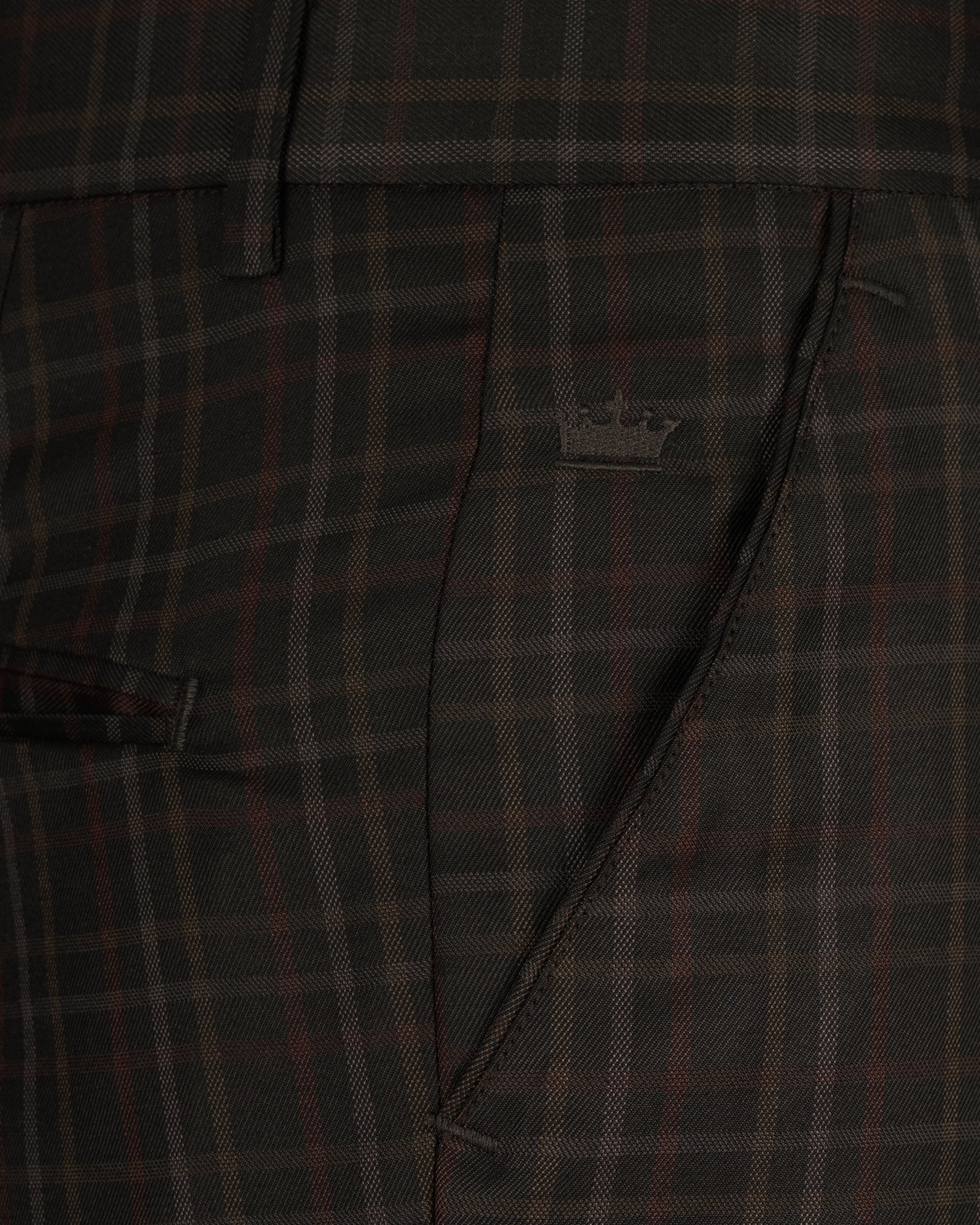 Zeus Black Plaid Wool Rich Pant T1494-28, T1494-30, T1494-32, T1494-34, T1494-36, T1494-38, T1494-40, T1494-42, T1494-44