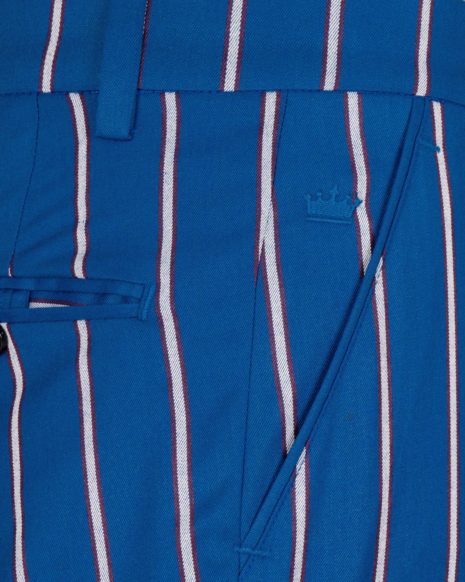 Cerulean Blue Striped Woolrich Pant T1555-28, T1555-30, T1555-32, T1555-34, T1555-36, T1555-38, T1555-40, T1555-42, T1555-44