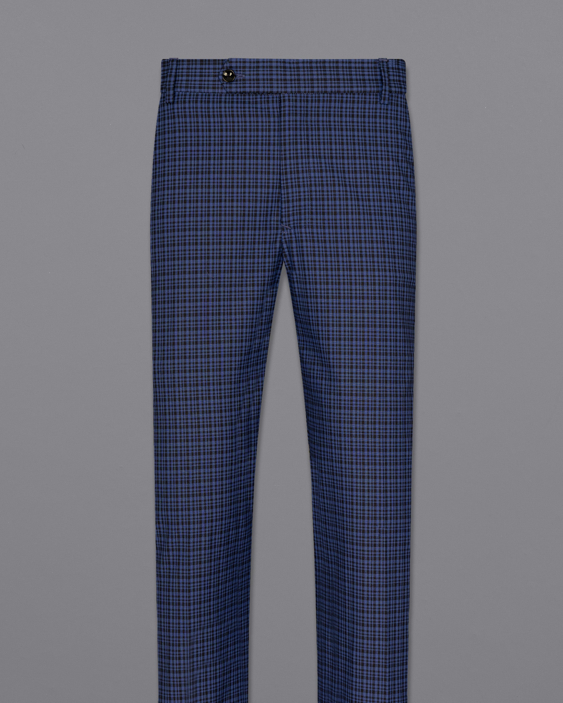 Chambray Blue and Jade Black Gingham Premium Cotton Pant T1573-28, T1573-30, T1573-32, T1573-34, T1573-36, T1573-38, T1573-40, T1573-42, T1573-44