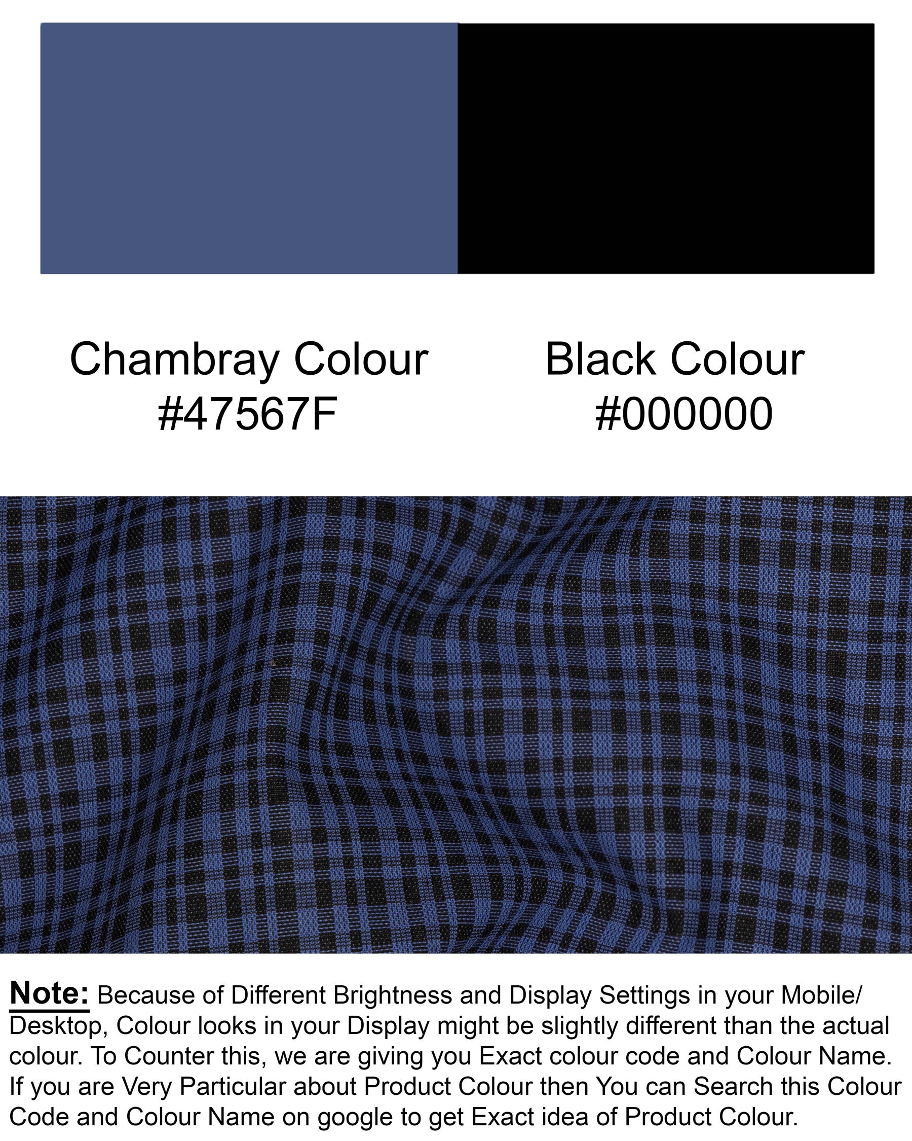 Chambray Blue and Jade Black Gingham Premium Cotton Pant T1573-28, T1573-30, T1573-32, T1573-34, T1573-36, T1573-38, T1573-40, T1573-42, T1573-44