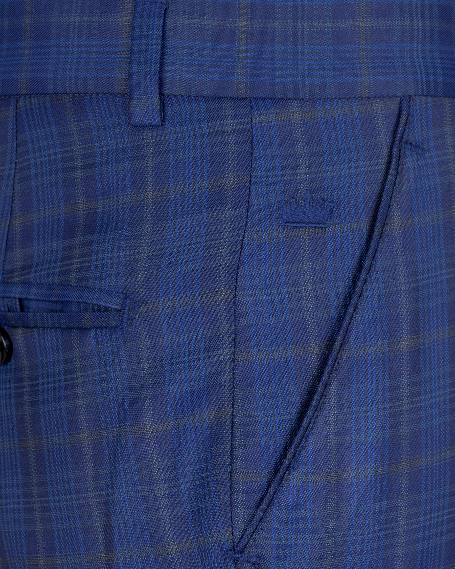 Cloud Burst Blue Plaid Wool Rich Pant T1592-28, T1592-30, T1592-32, T1592-34, T1592-36, T1592-38, T1592-40, T1592-42, T1592-44