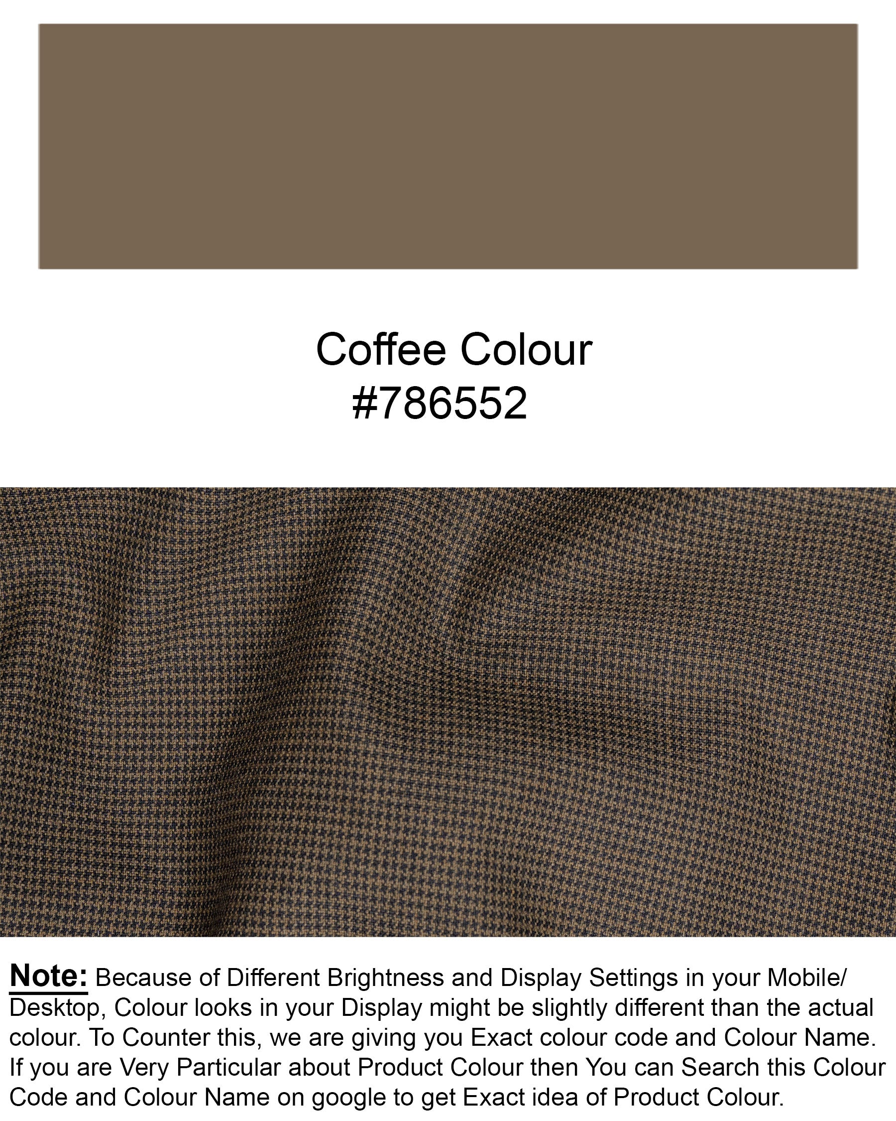 Coffee Brown Hounstooth Wool Rich Sports Pant T1600-28, T1600-30, T1600-32, T1600-34, T1600-36, T1600-38, T1600-40, T1600-42, T1600-44
