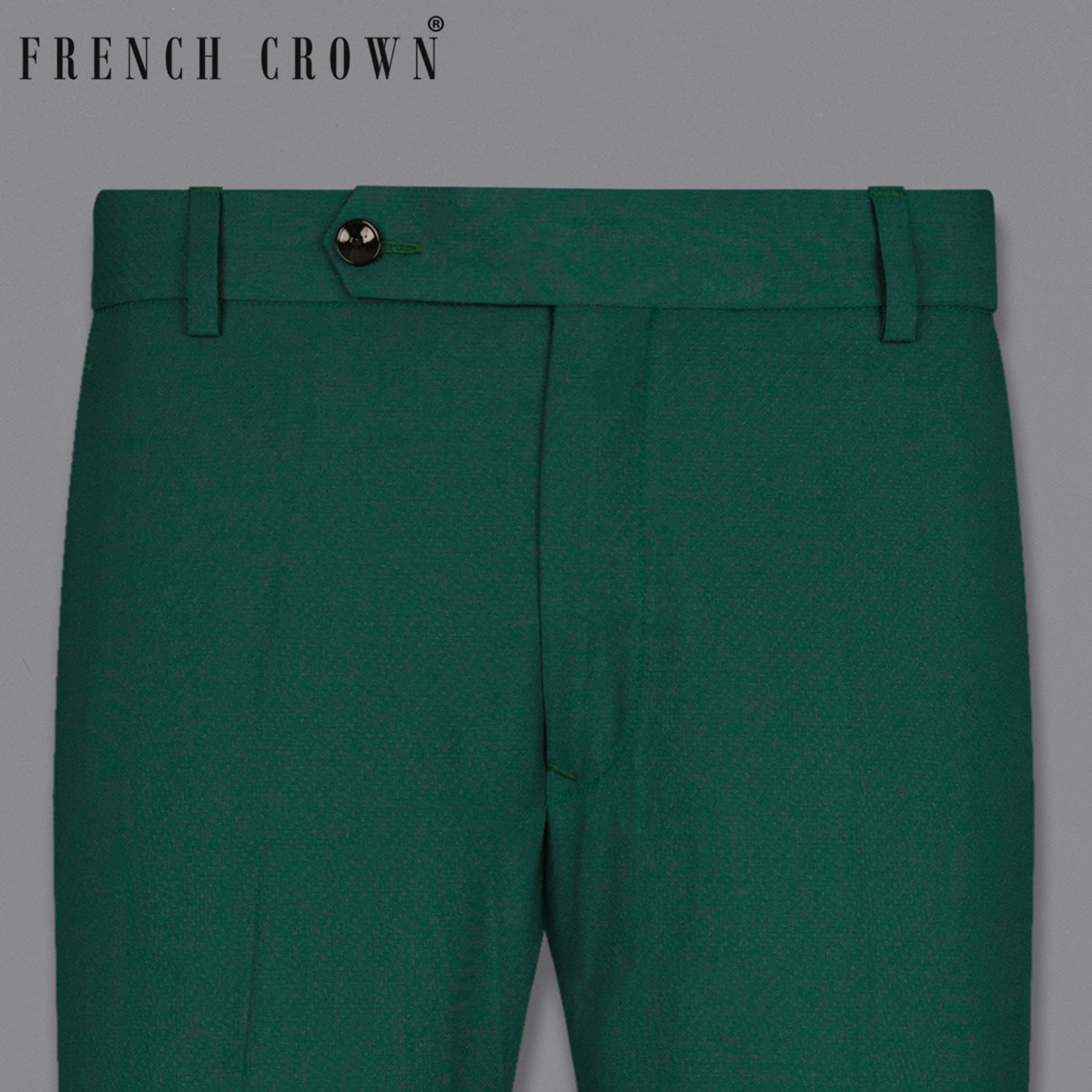 Aqua Deep Green Textured Regular Fit Wool Blend Pants For Men Aqua Deep Green Textured Regular Fit Wool Blend Pants For Men