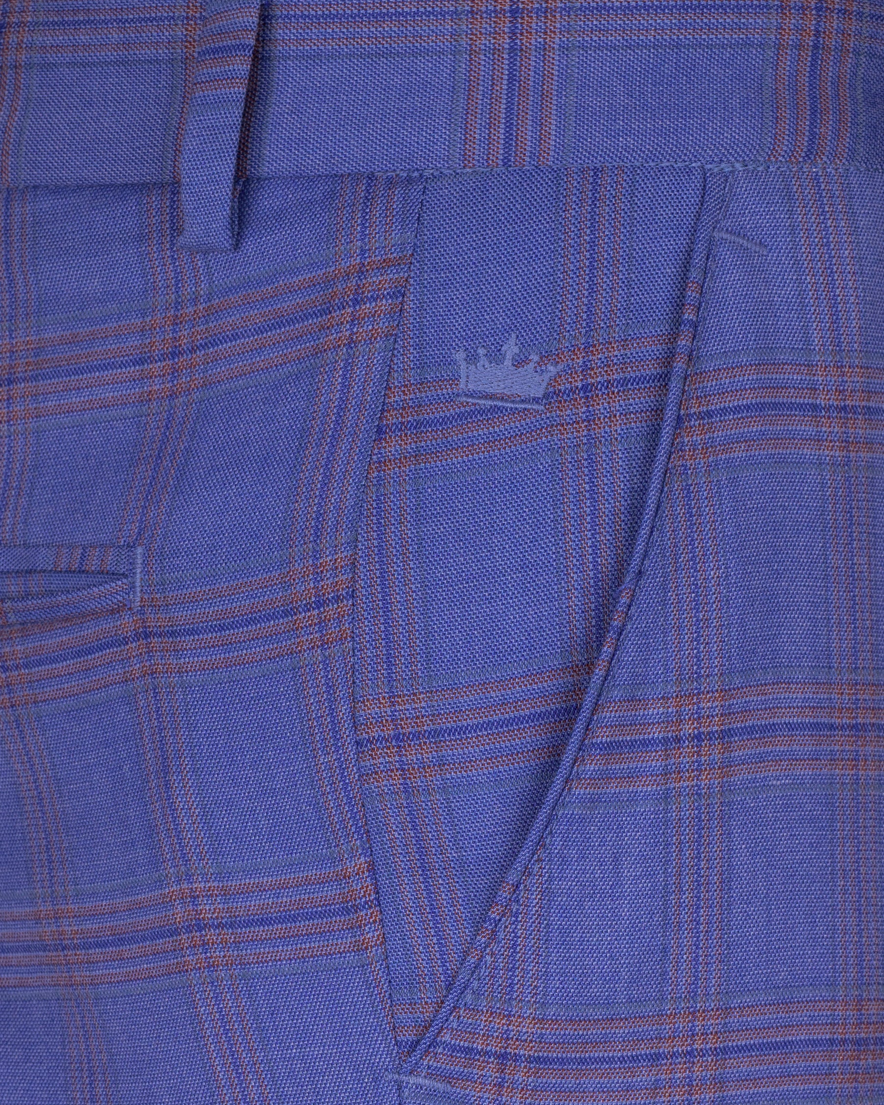 East Bay Blue Super fine Windowpane Wool Rich Pant T1612-28, T1612-30, T1612-32, T1612-34, T1612-36, T1612-38, T1612-40, T1612-42, T1612-44