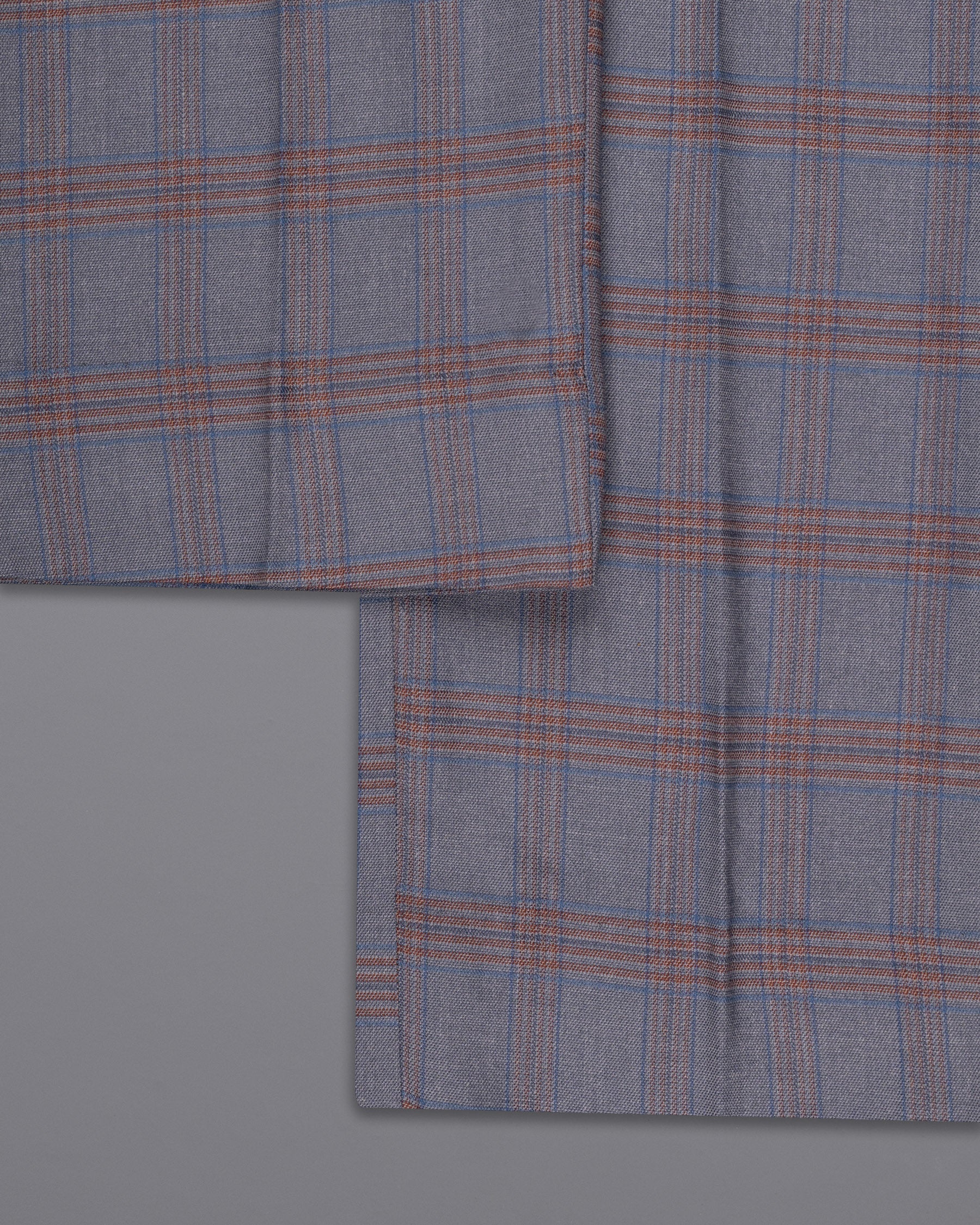 Manatee Grey Super fine Plaid Premium Cotton Pant T1630-28, T1630-30, T1630-32, T1630-34, T1630-36, T1630-38, T1630-40, T1630-42, T1630-44